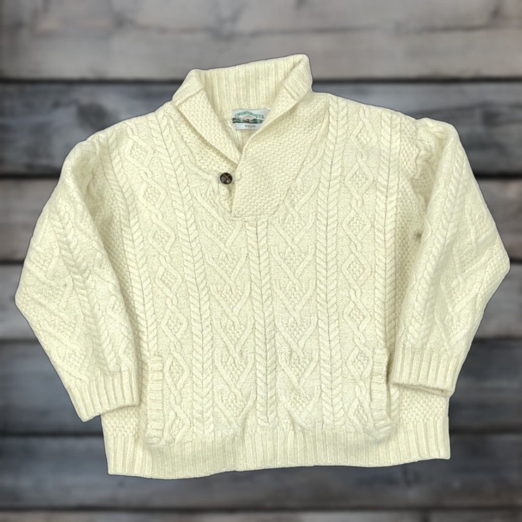 VINTAGE Aran Crafts Wool Sweater Youth 2XL Kids Ihory Cable Knit