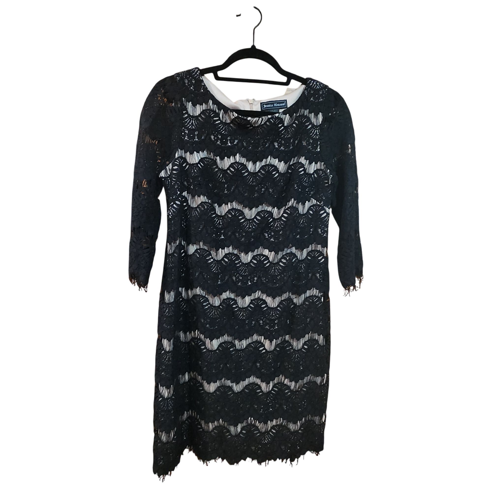 Other Jessica Howard Women's Black Lace Illusion Sheath Dress Size Size M / US 6-8 / IT 42-44 - 1 Thumbnail