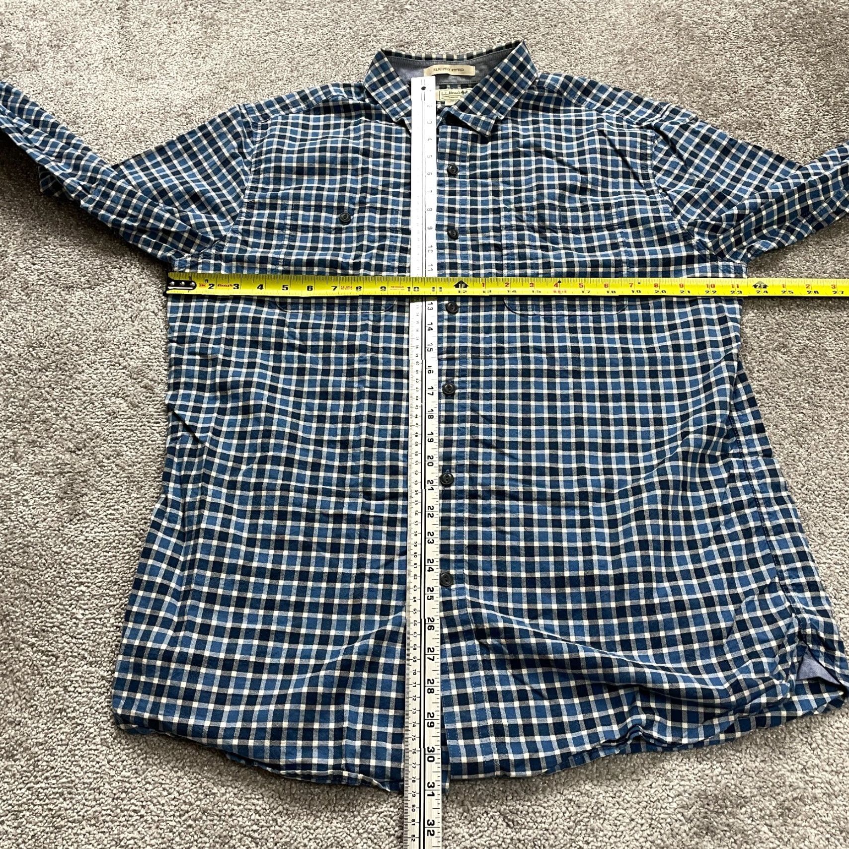 Vintage L.L. Bean Button-Up Shirt Mens Large Blue Plaid Long Sleeve Regular Fit Size US L / EU 52-54 / 3 - 5 Thumbnail