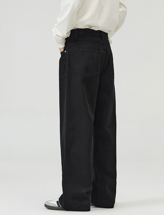 Japanese Brand Men's trendy all-match loose straight washed jeans Size US 32 / EU 48 - 5 Thumbnail