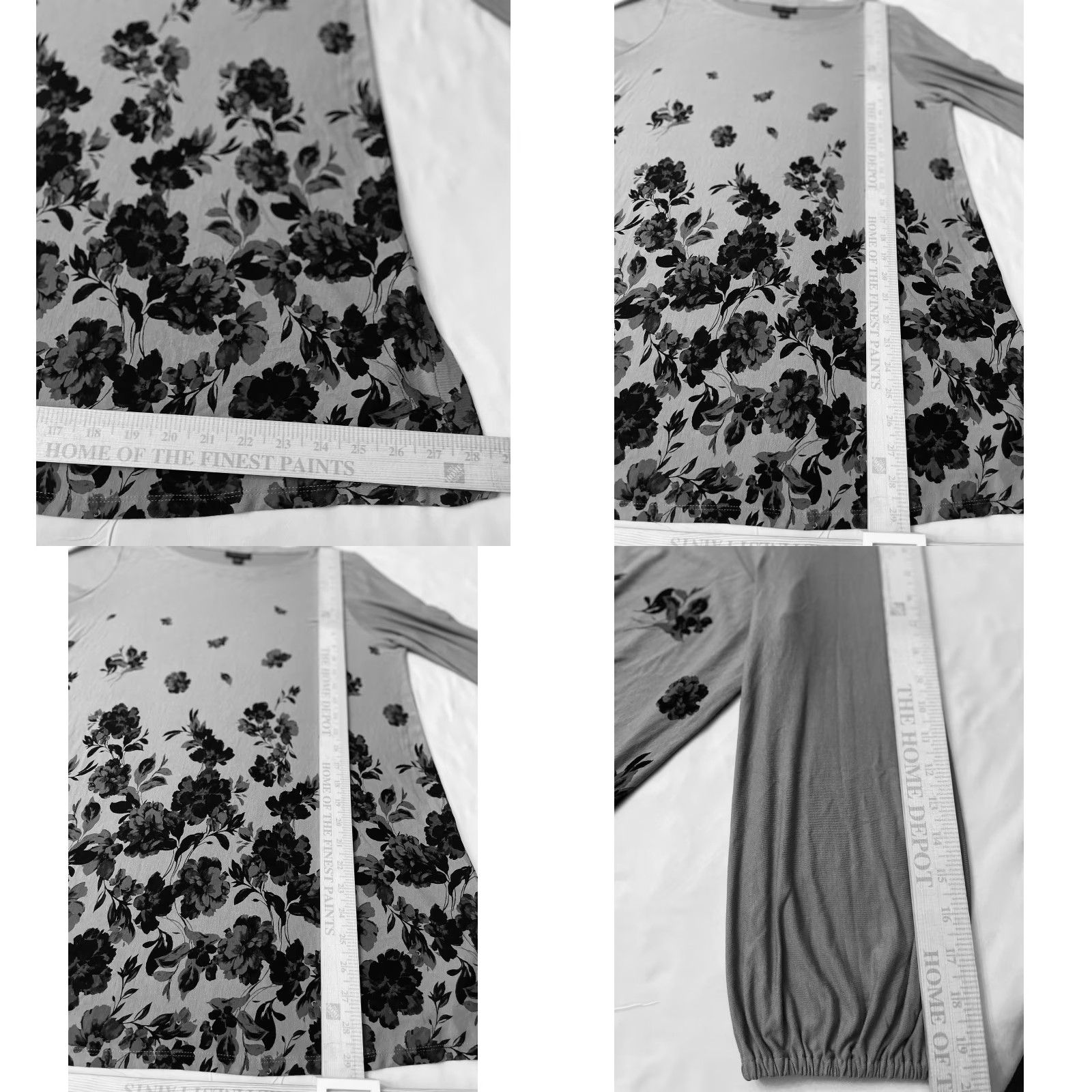 J. Jill J Jill Wearever Collection Shirt Womens Medium Gray Floral Stretch Pullover Top - 3/4 Sleeve Puff Sleeve Round Neck Tunic Relaxed Fit Viscose Spandex Size M / US 6-8 / IT 42-44 - 11 Thumbnail