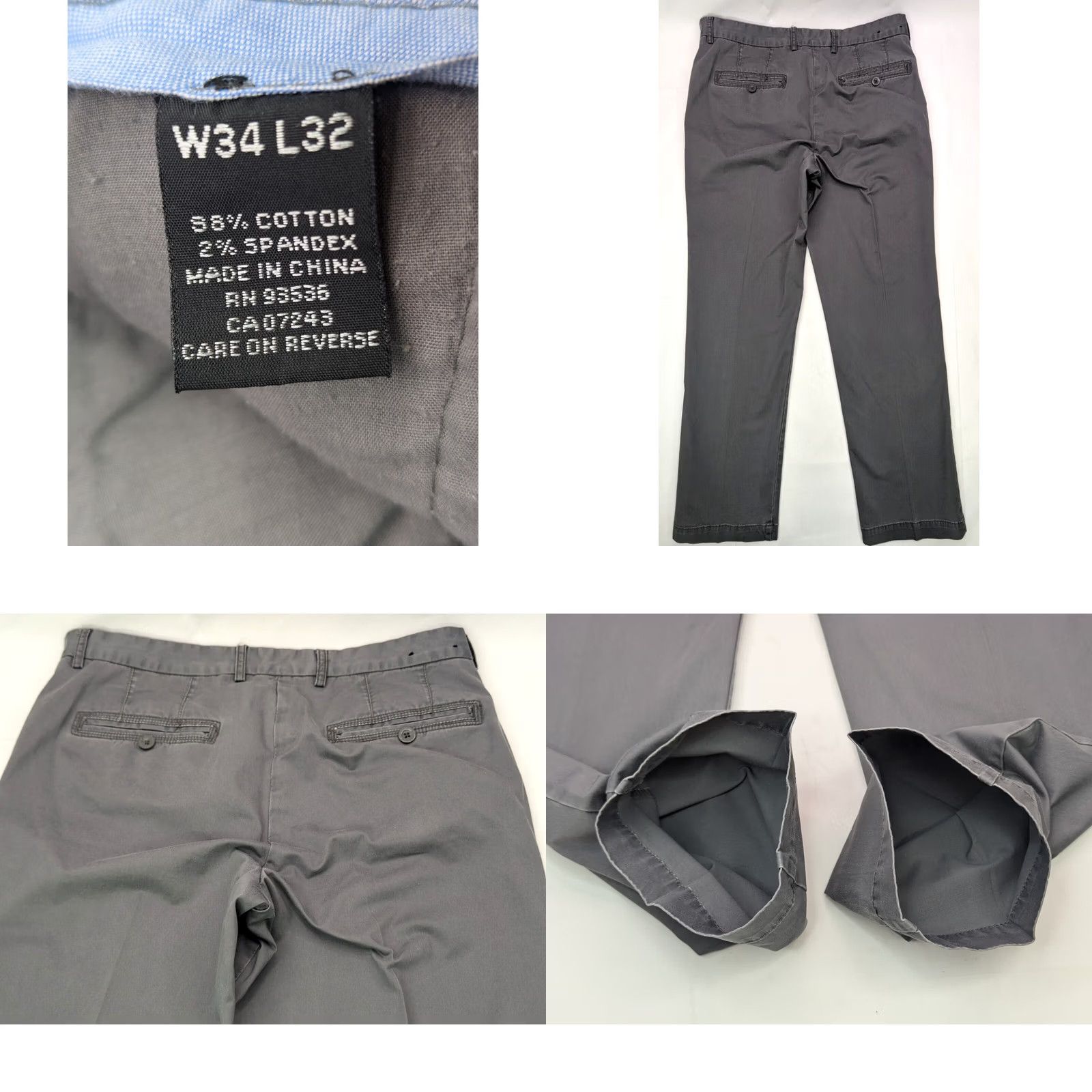 Vintage Marc Ecko Cut & Sew Chino Pants Men 34x31 Gray Straight Leg Casual Flat Front Size US 34 / EU 50 - 8 Thumbnail