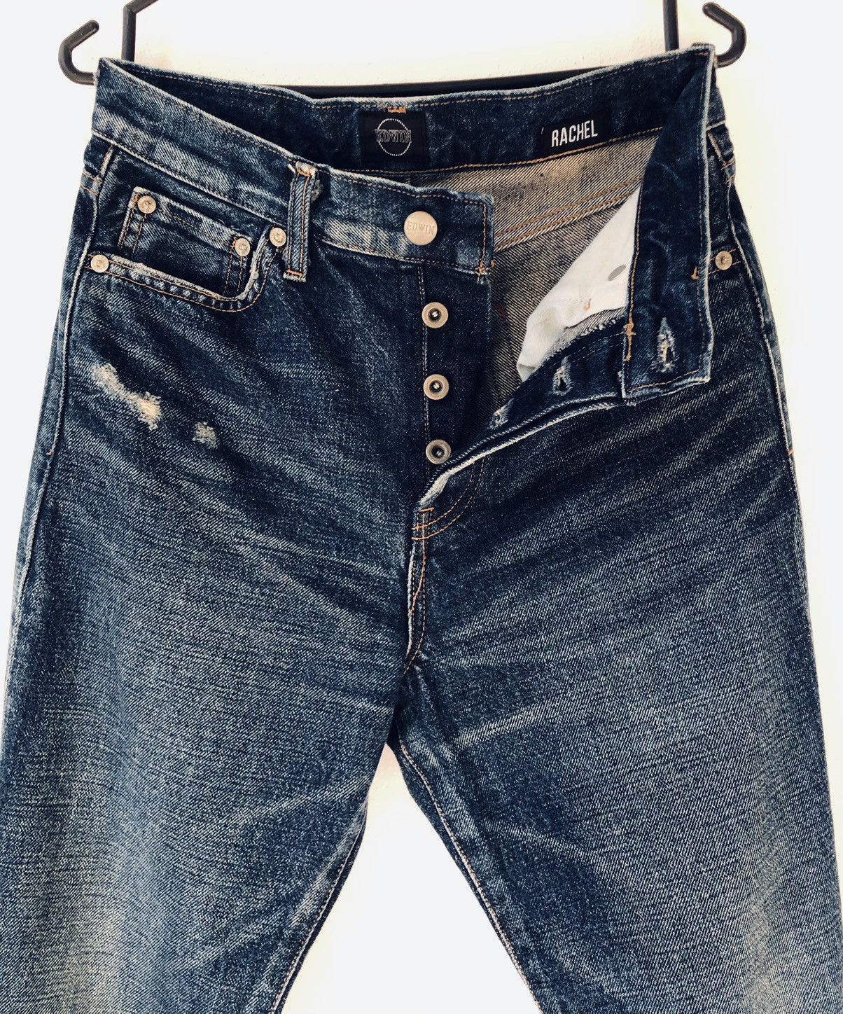 Edwin Vintage Edwin Rachel Distressed Selvedge Denim Jeans Size US 28 / EU 44 - 13 Thumbnail