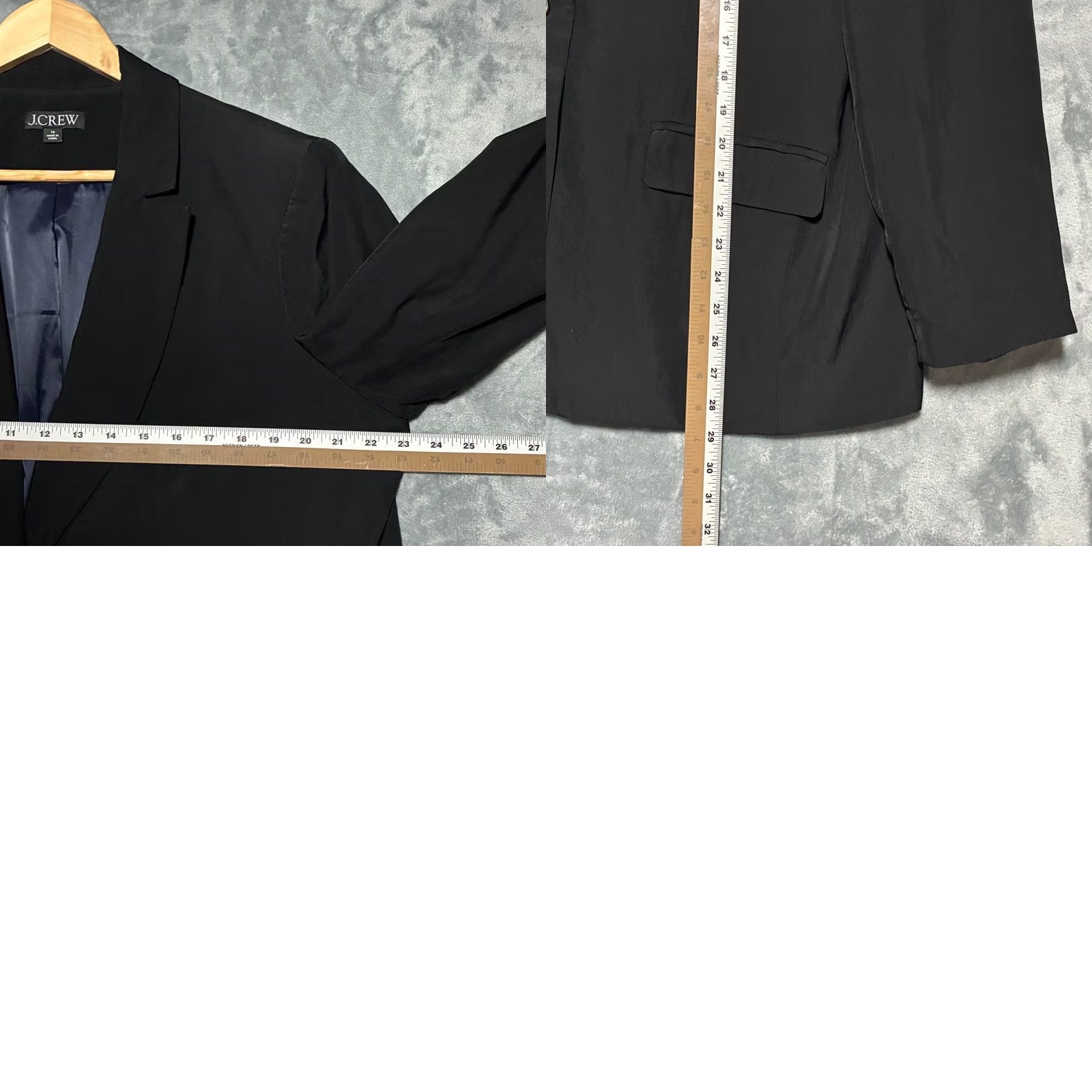 J.Crew VINTAGE? No. EUC J.Crew Single Button Notched Lapel Blazer Jacket Women 16 Black Size XXL / US 16-18 / IT 52-54 - 8 Thumbnail