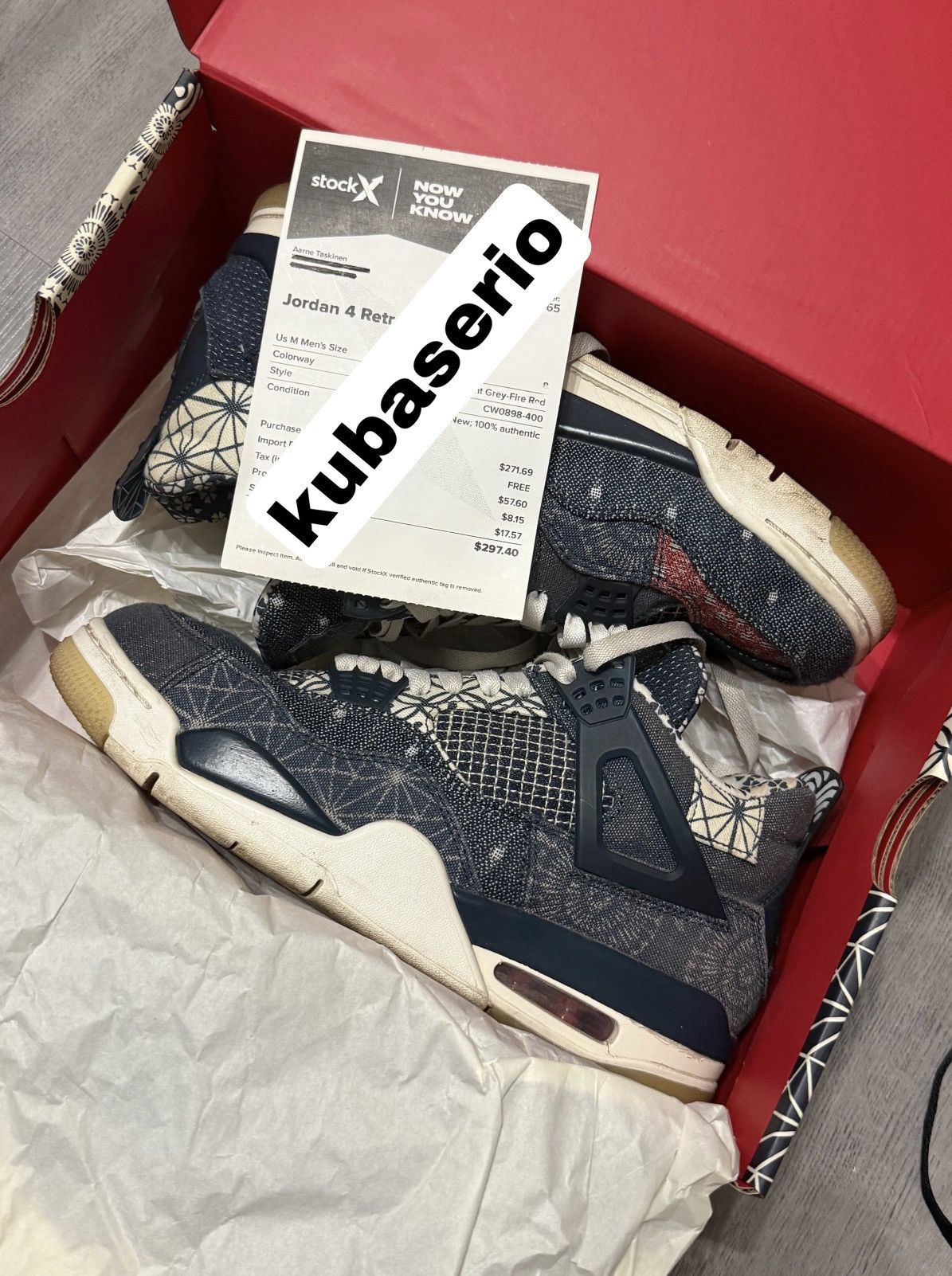 Nike Air Jordan 4 Retro SE Sashiko Deep Ocean Denim Bandana Size US 8 / EU 41 - 1 Thumbnail