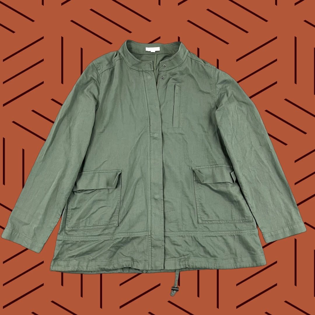 Eileen Fisher VINTAGE EILEEN FISHER Jacket Women’s Medium Green Utility Cotton Full Zip Pockets Casual Office Outdoor Size M / US 6-8 / IT 42-44 - 1 Thumbnail