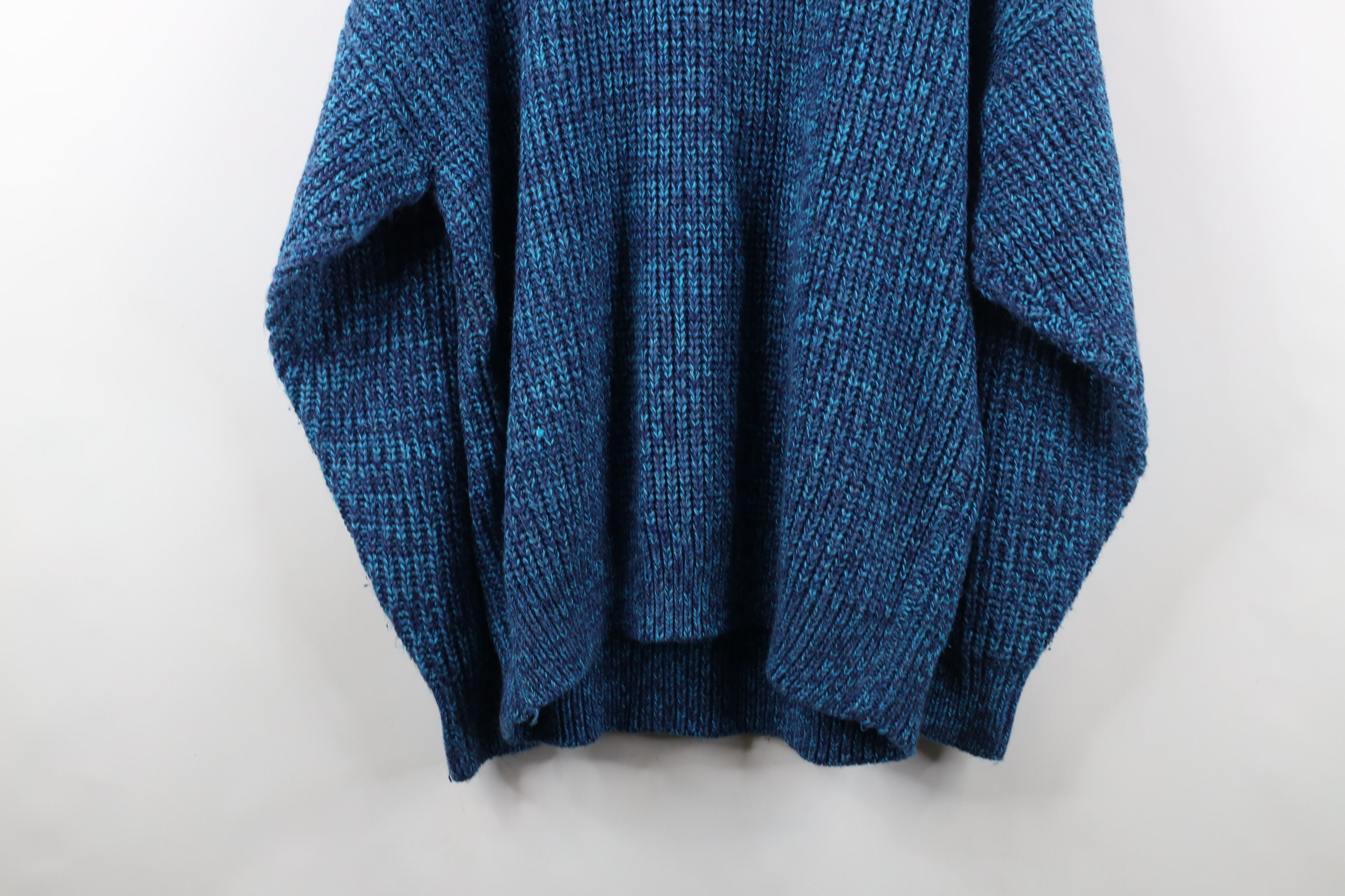 Vintage Vintage 90s Streetwear Ribbed Knit Crewneck Sweater Blue Size US XL / EU 56 / 4 - 11 Thumbnail