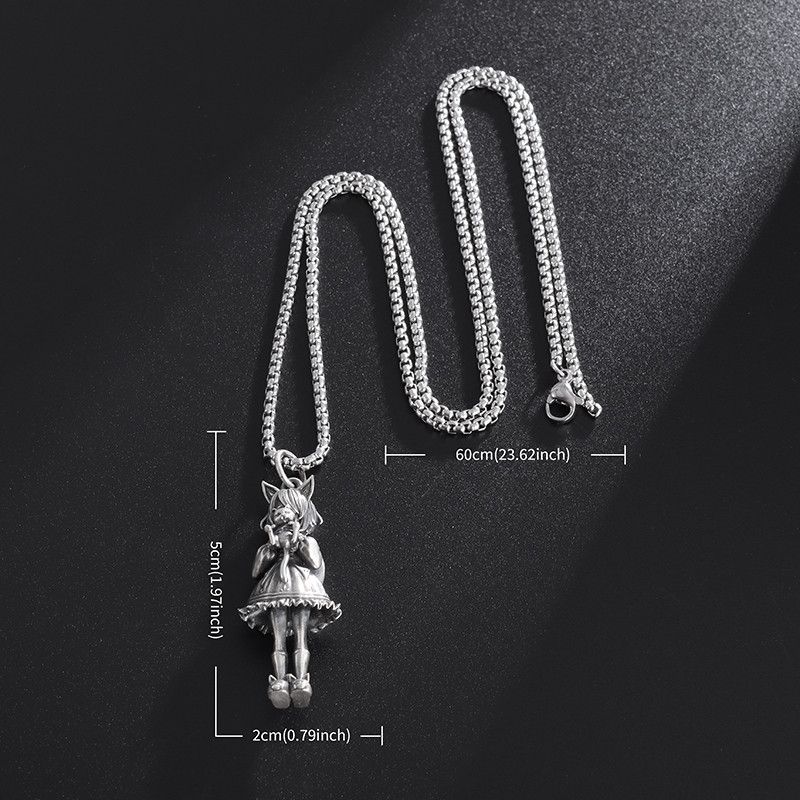 Jewelry Little Girl With Cat Doll Pendant Necklace Size ONE SIZE - 6 Thumbnail