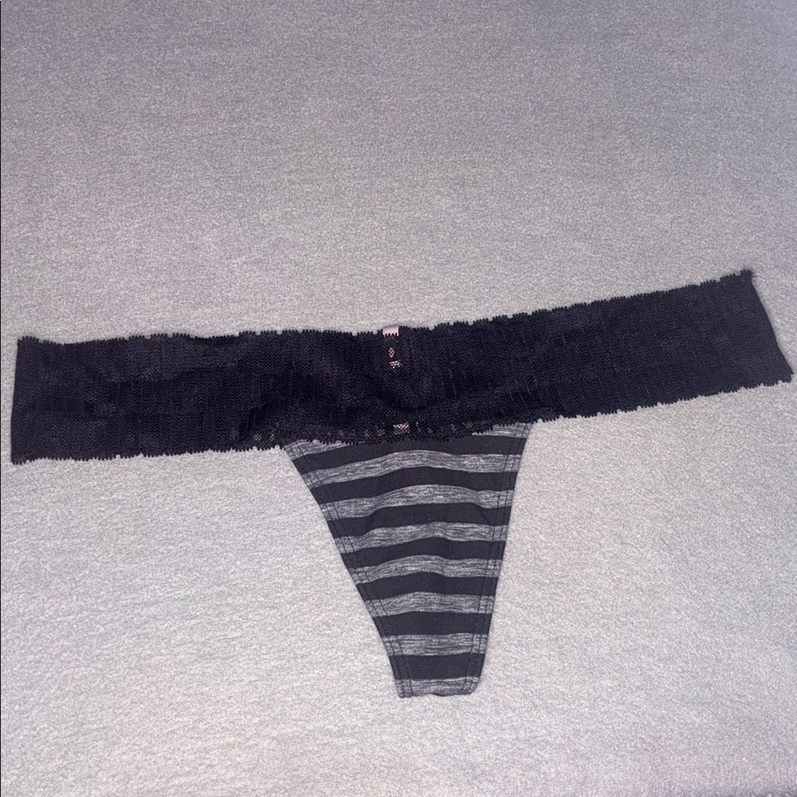 Victoria's Secret PINK Victoria's Secret Black Lace Thong NEW M Size ONE SIZE - 1 Thumbnail