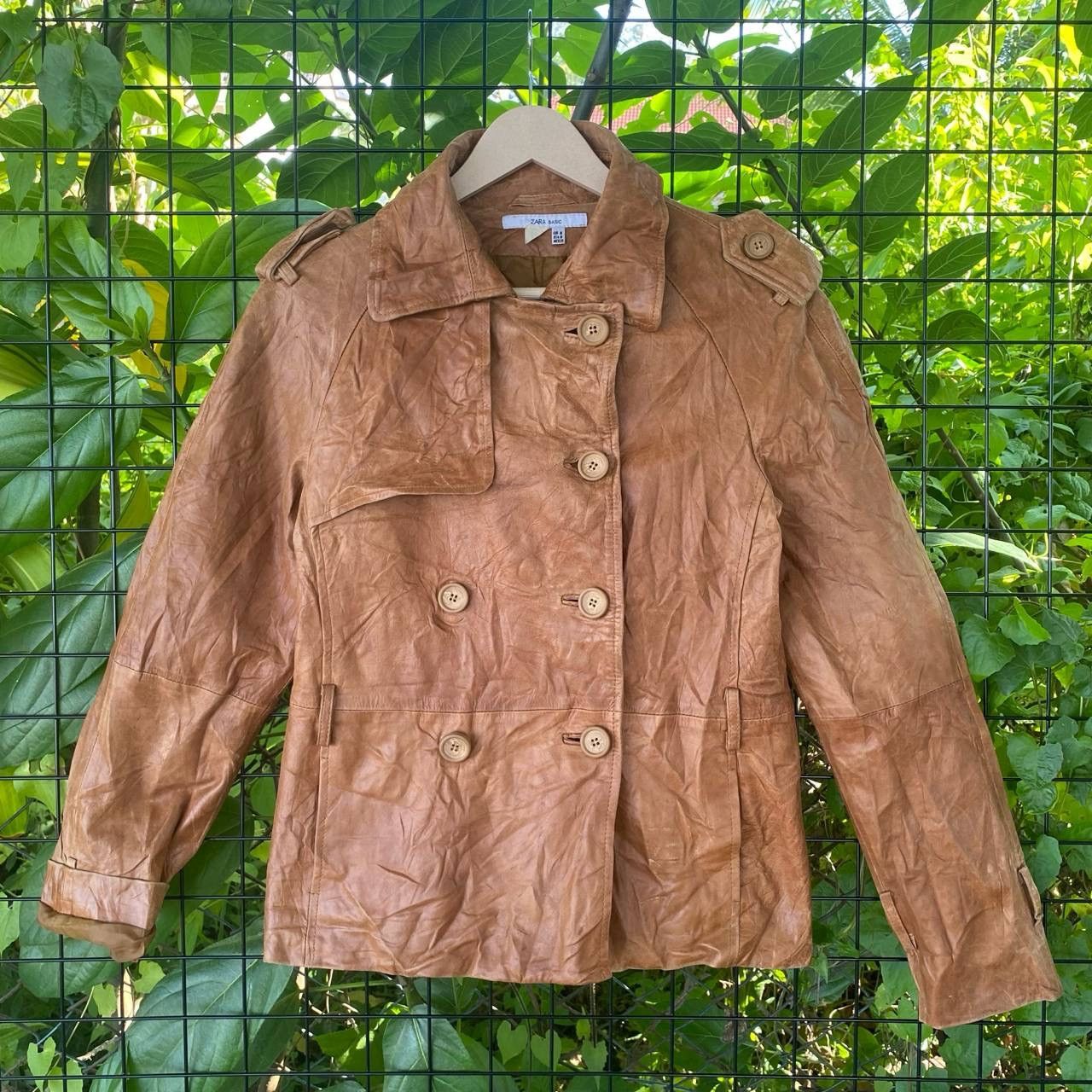 Genuine Leather × Vintage Vintage Zara Leather Peacoat Size M / US 6-8 / IT 42-44 - 3 Thumbnail