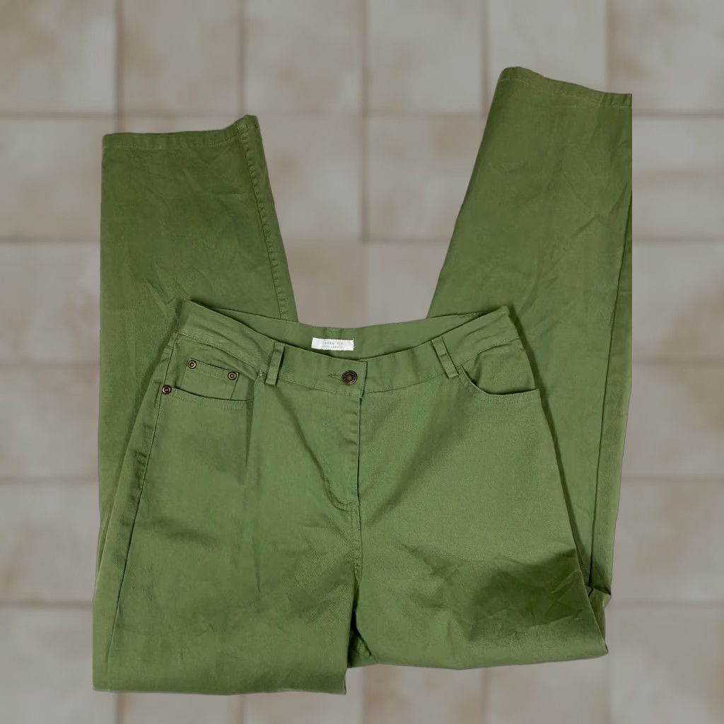 Charter Club Charter Club Pants Women 0P Petites Green Laura Fit Chino Straight 28in Inseam Zipper Cotton Knit Casual Vintage No Size 25" / US 0 / IT 36 - 1 Thumbnail