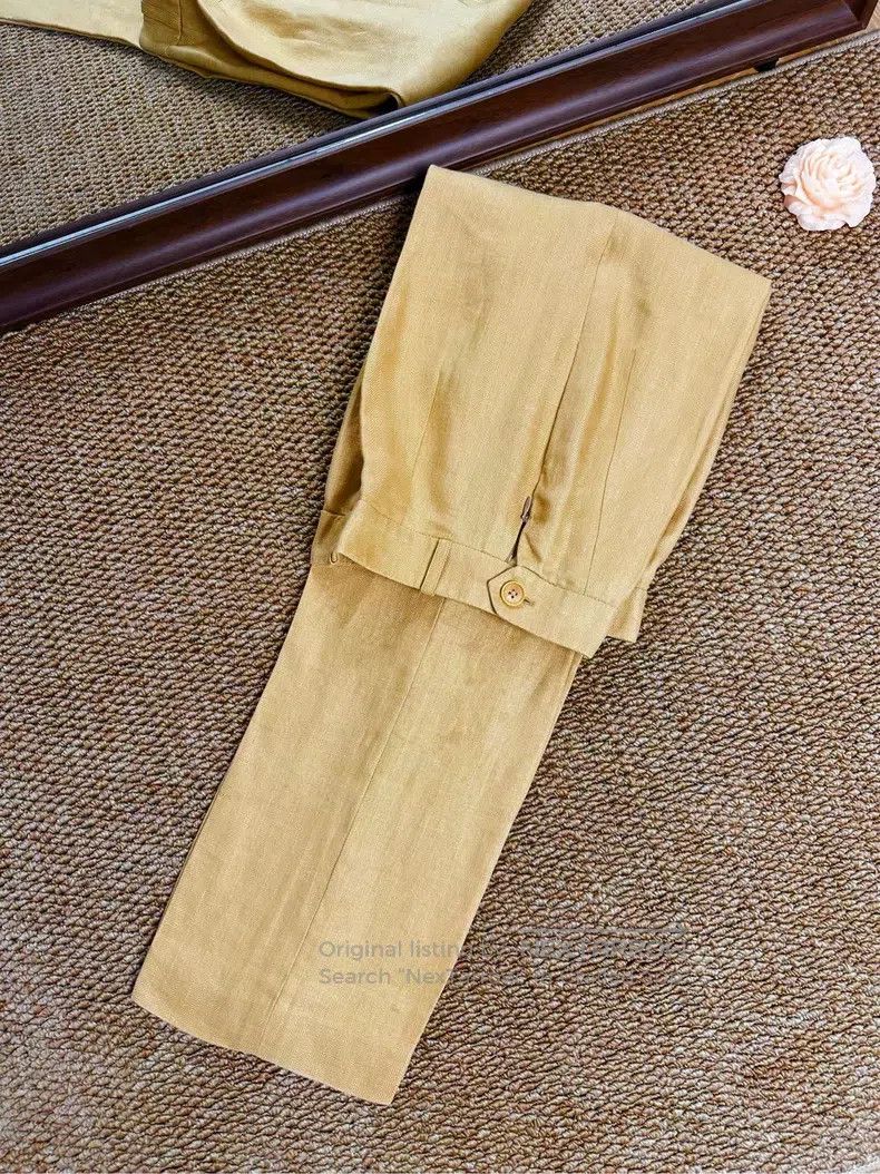 Hermes Hermes Solid Color Side Buttoned Linen Straight Leg Casual Size 26" / US 2 / IT 38 - 4 Thumbnail