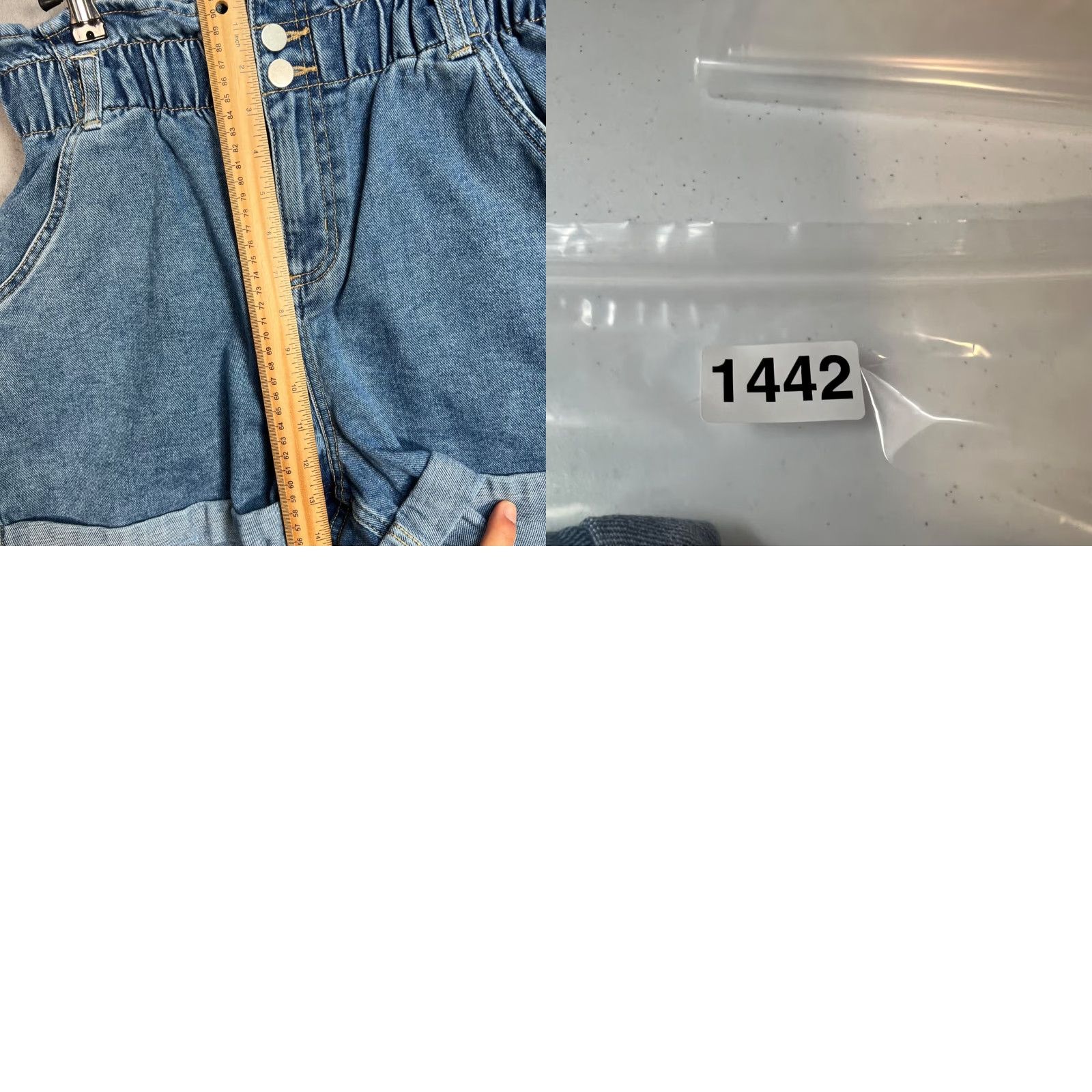Denime Oak & Fort Womens S Blue Denim Paperbag Waist Shorts Rolled Cuffs 5-Pocket Inseam 3in High Rise Summer Spring Casual Men/Women? Gender end: Womens Size 28" / US 6 / IT 42 - 8 Thumbnail