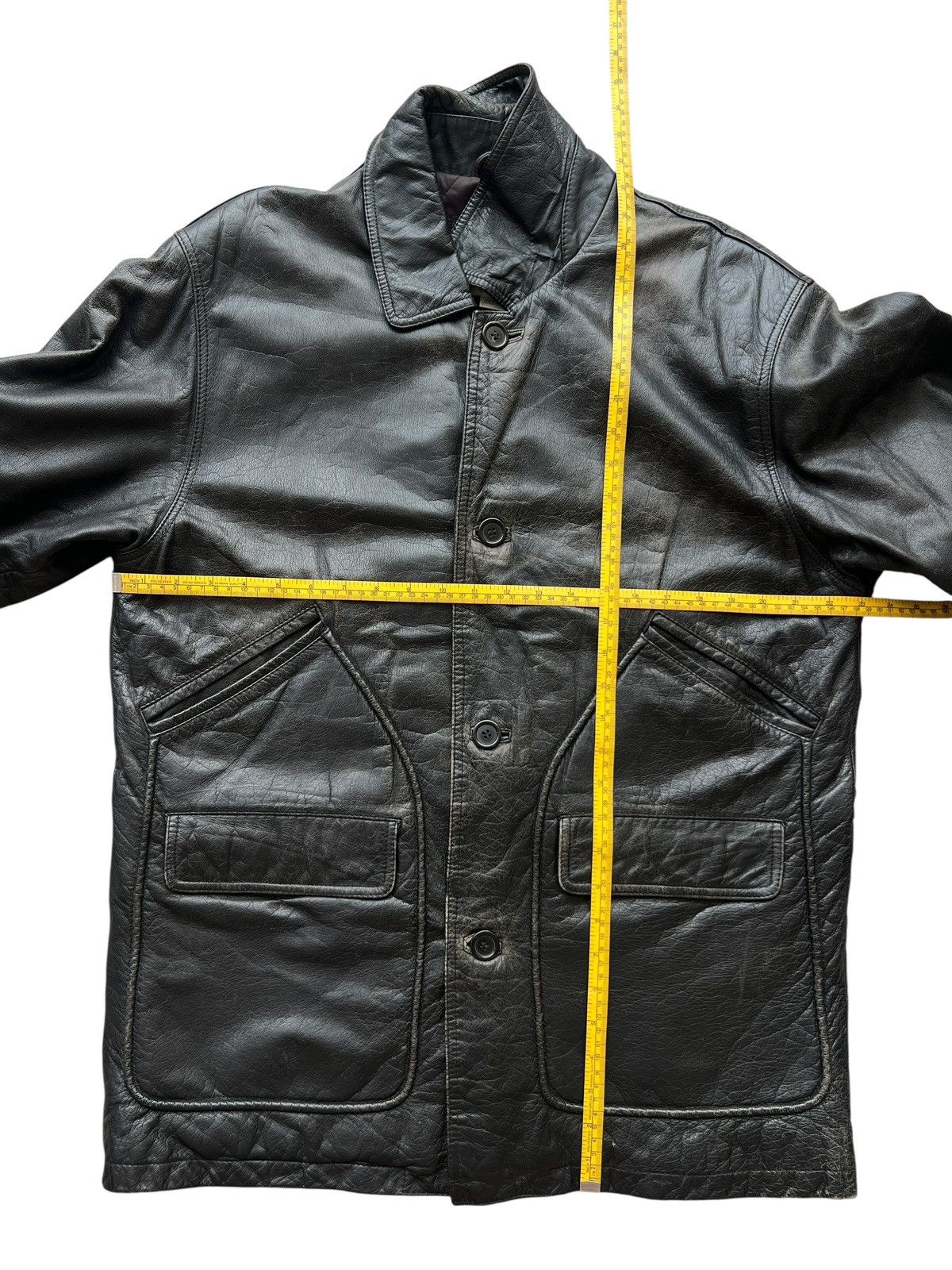 Vintage Seahop Company Black Long Coat Leather Jacket Size US L / EU 52-54 / 3 - 11 Thumbnail