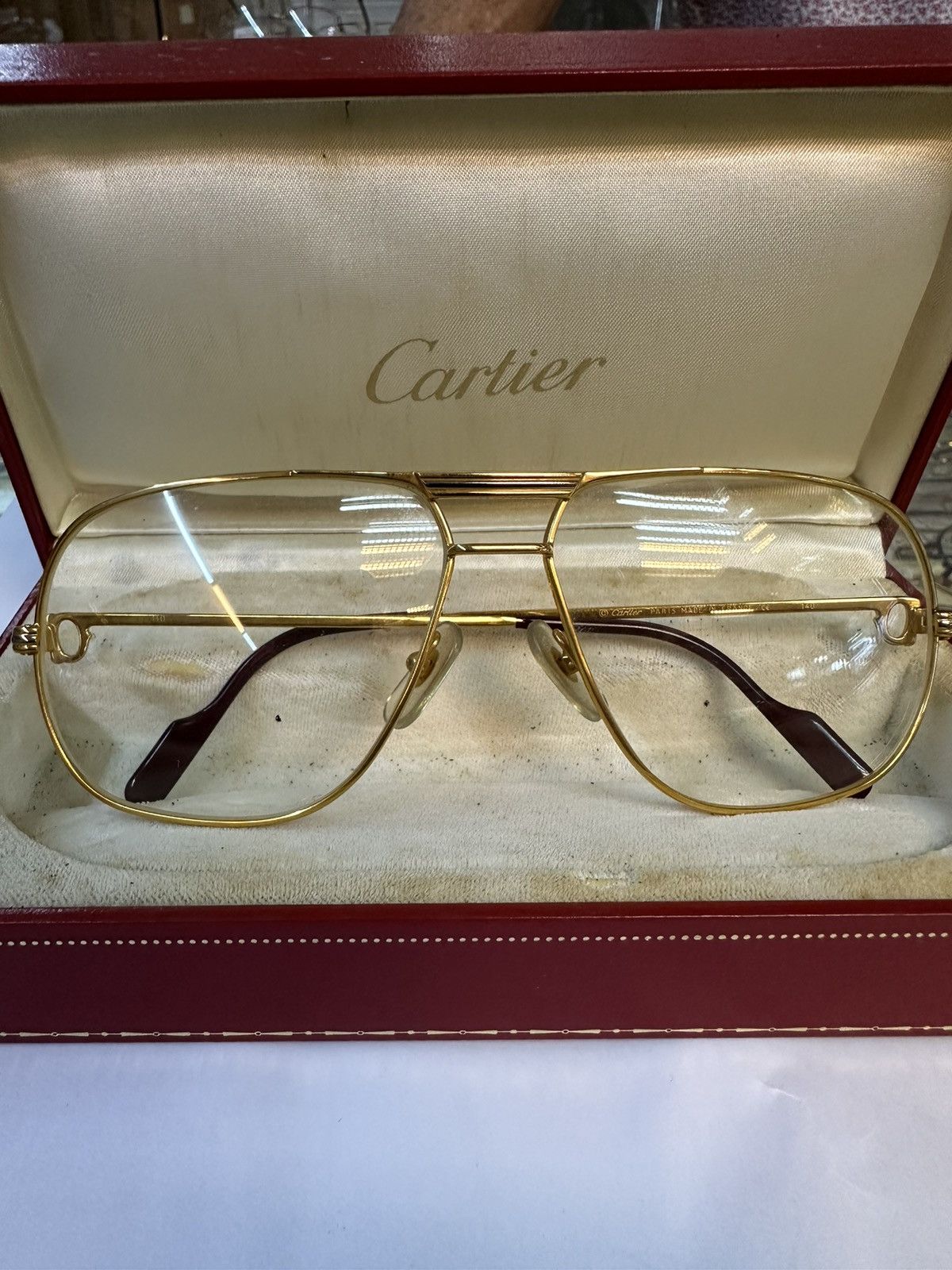 Cartier NOS 80’s Cartier GOLD Vintage Sunglasses 62 ⏹️ 14 Size ONE SIZE - 3 Thumbnail