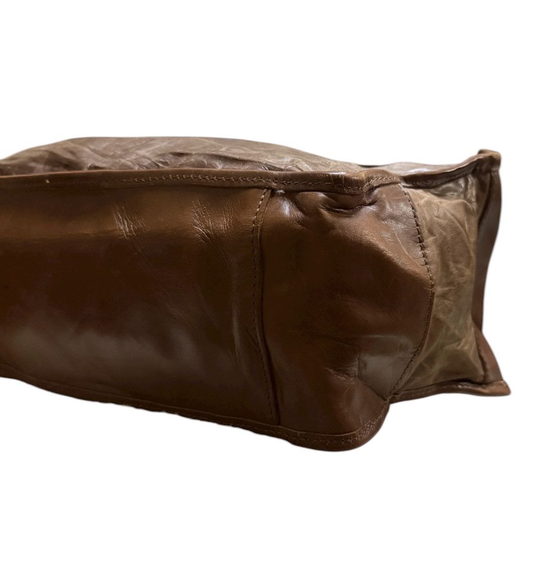 Japanese Brand Full Leather Patina Vintage Old by New Japan Totes Bag Size ONE SIZE - 5 Thumbnail