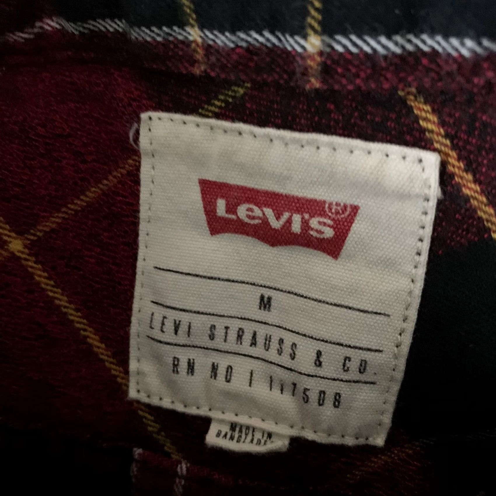 Levi's Levi's Shirt Mens M Long Sleeve Button Up Flannel Dark Red Plaid Size US M / EU 48-50 / 2 - 2 Thumbnail