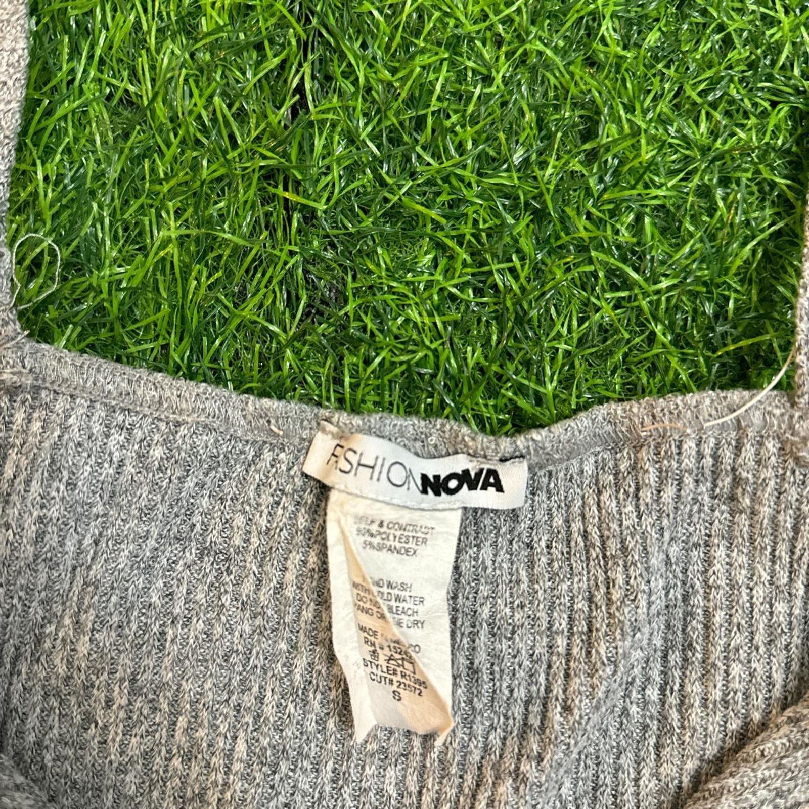 Other Fashion Nova Gray Knit Tie-Waist Jumpsuit Size 27" / US 4 / IT 40 - 3 Thumbnail