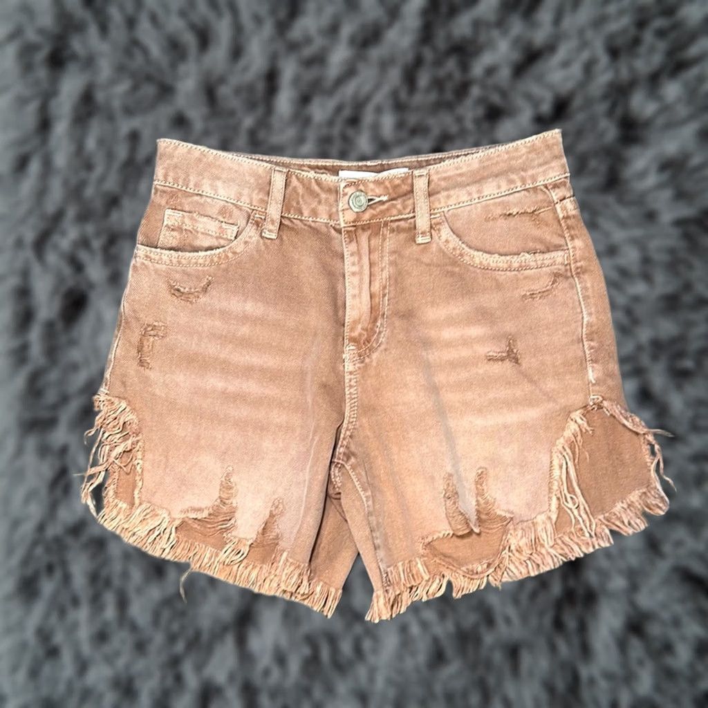 Vintage Vervet I Made You Look High Rise Frayed Distressed Denim Shorts XS Pink Women's Shorts XS Mauve Pink 90s? Size 26" / US 2 / IT 38 - 1 Thumbnail