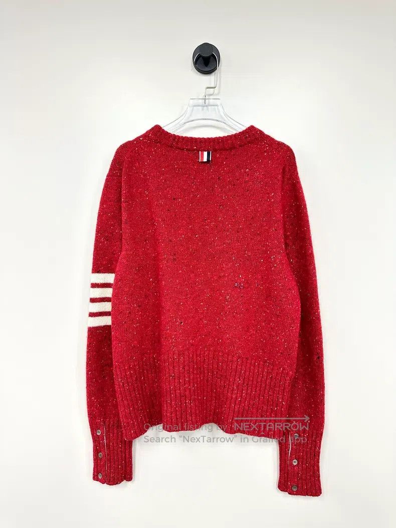 Thom Browne Thom Browne Red classic four-striped knit sweater Size US L / EU 52-54 / 3 - 2 Thumbnail