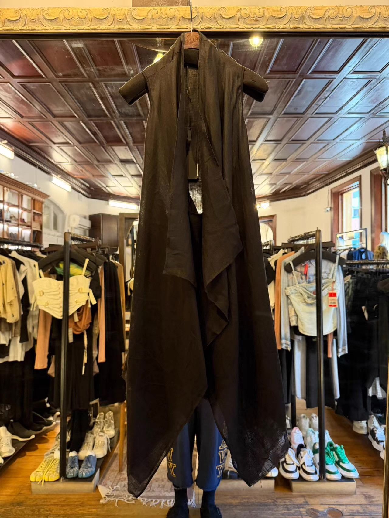 Masnada Masnada 16SS Women's black draped long linen vest Ｑ25 Size S / US 4 / IT 40 - 1 Thumbnail