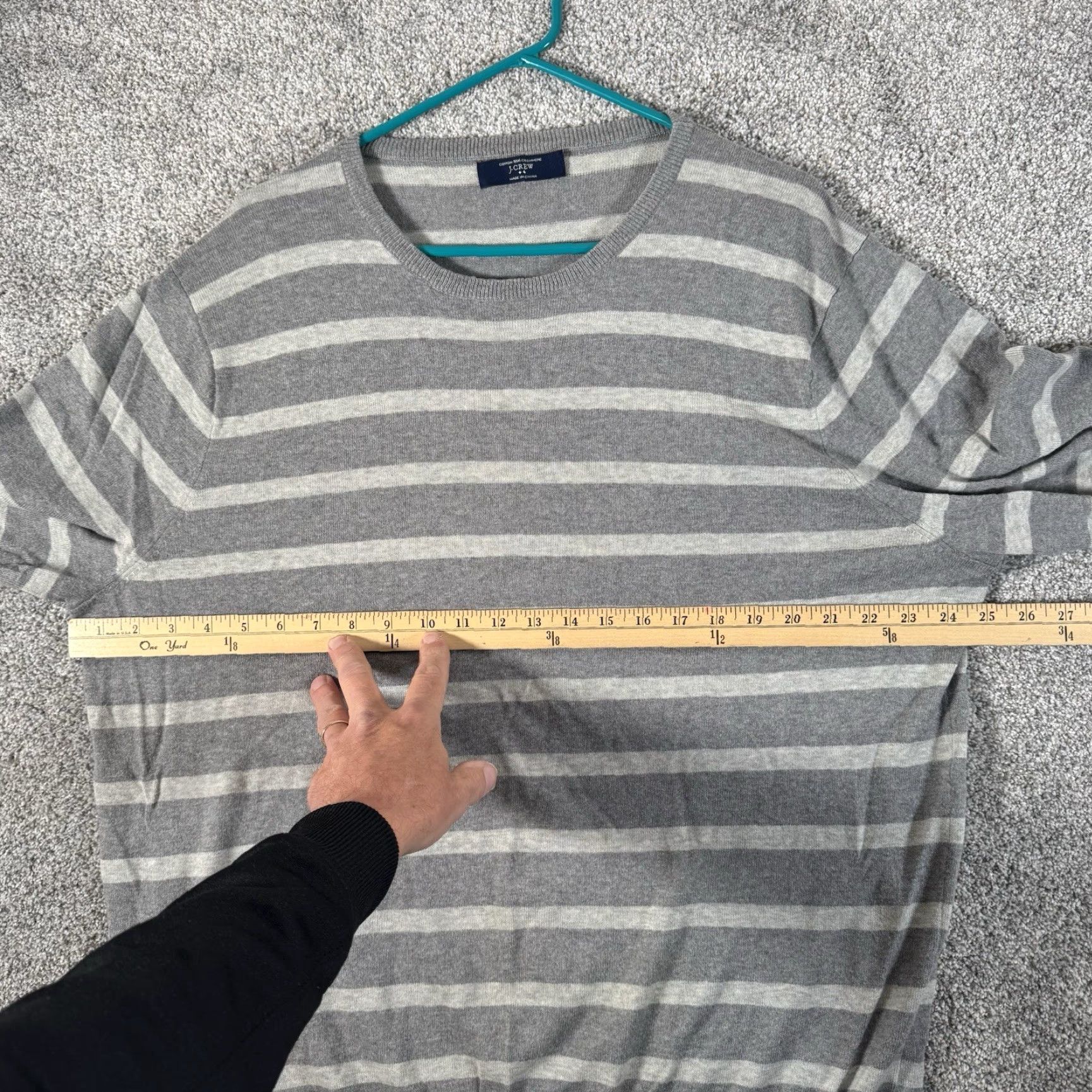 J.Crew J.CREW Sweater XL Men Striped Cotton with Cashmere Crew Neck Pullover Preppy Classic Capsule Wardrobe, Gray, Winter/Fall Size US XL / EU 56 / 4 - 3 Thumbnail
