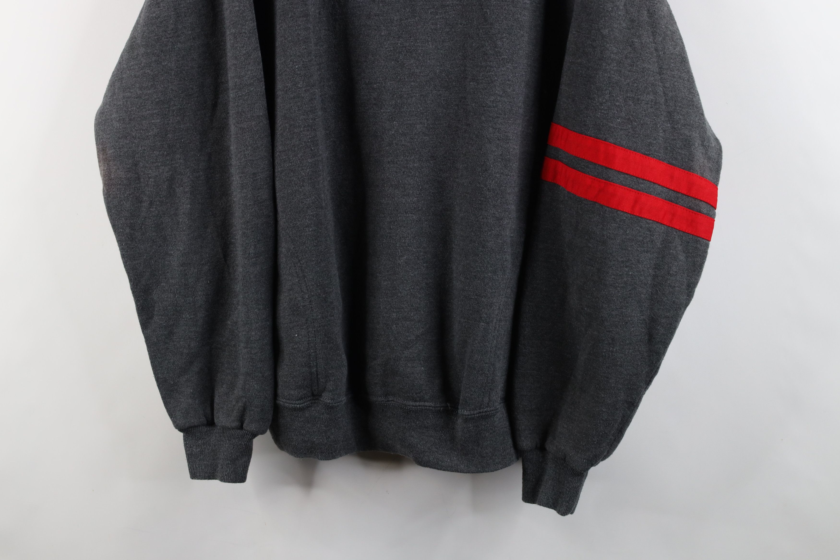 Vintage Vintage 90s Streetwear Striped Crewneck Sweatshirt Gray USA Size US XL / EU 56 / 4 - 3 Thumbnail
