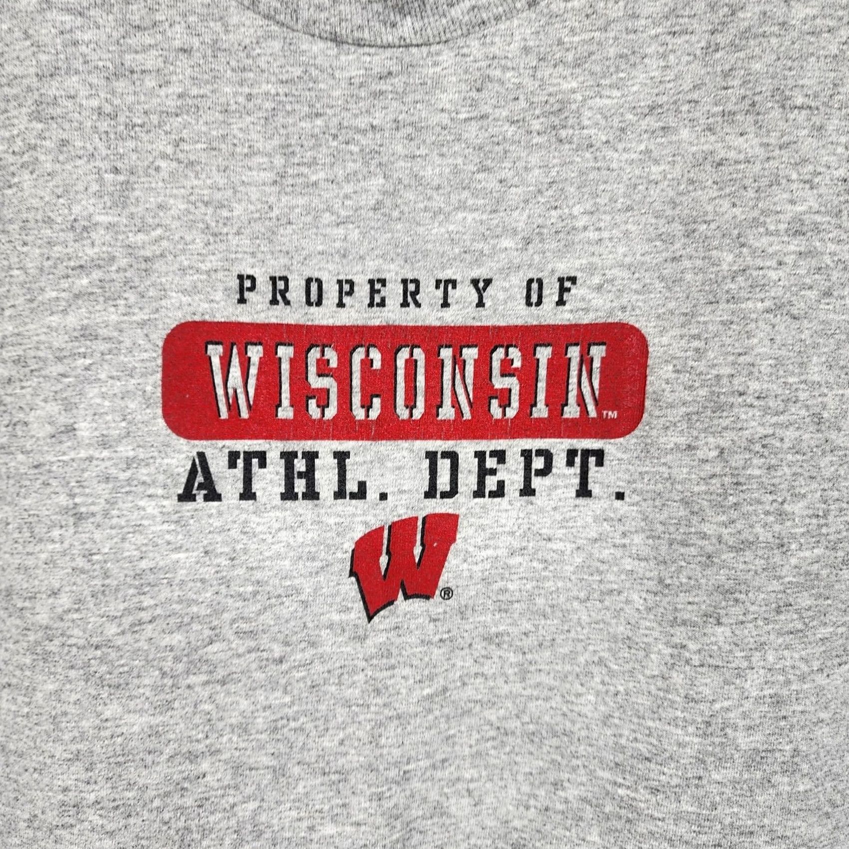 Jansport Wisconsin Badgers Mens XL Gray JanSport Athl Dept Logo Graphic Tee Size US XL / EU 56 / 4 - 3 Thumbnail