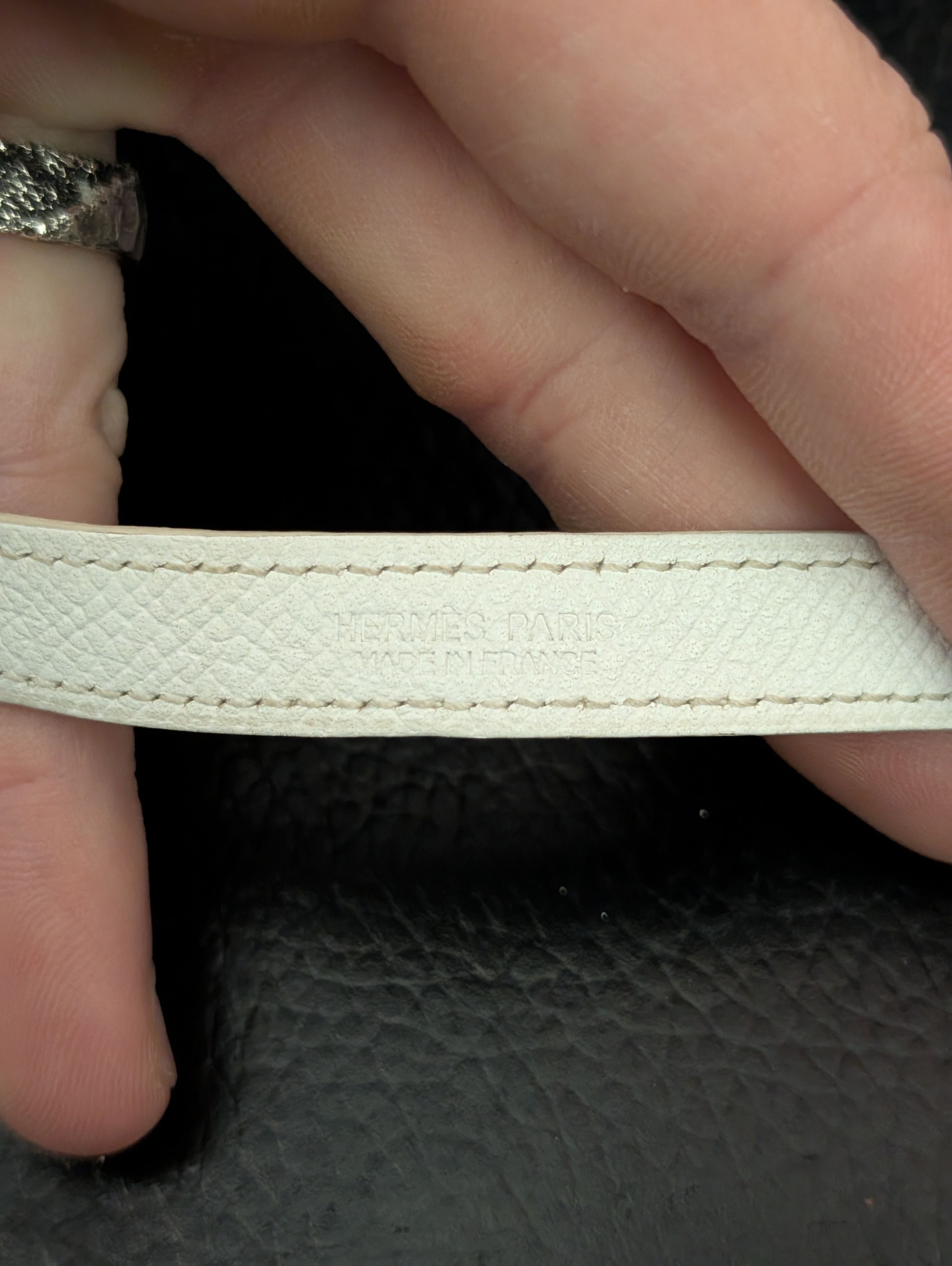 Hermes White Calfskin Double Wrap Tour Bracelet Silver 2011 S Size ONE SIZE - 11 Thumbnail