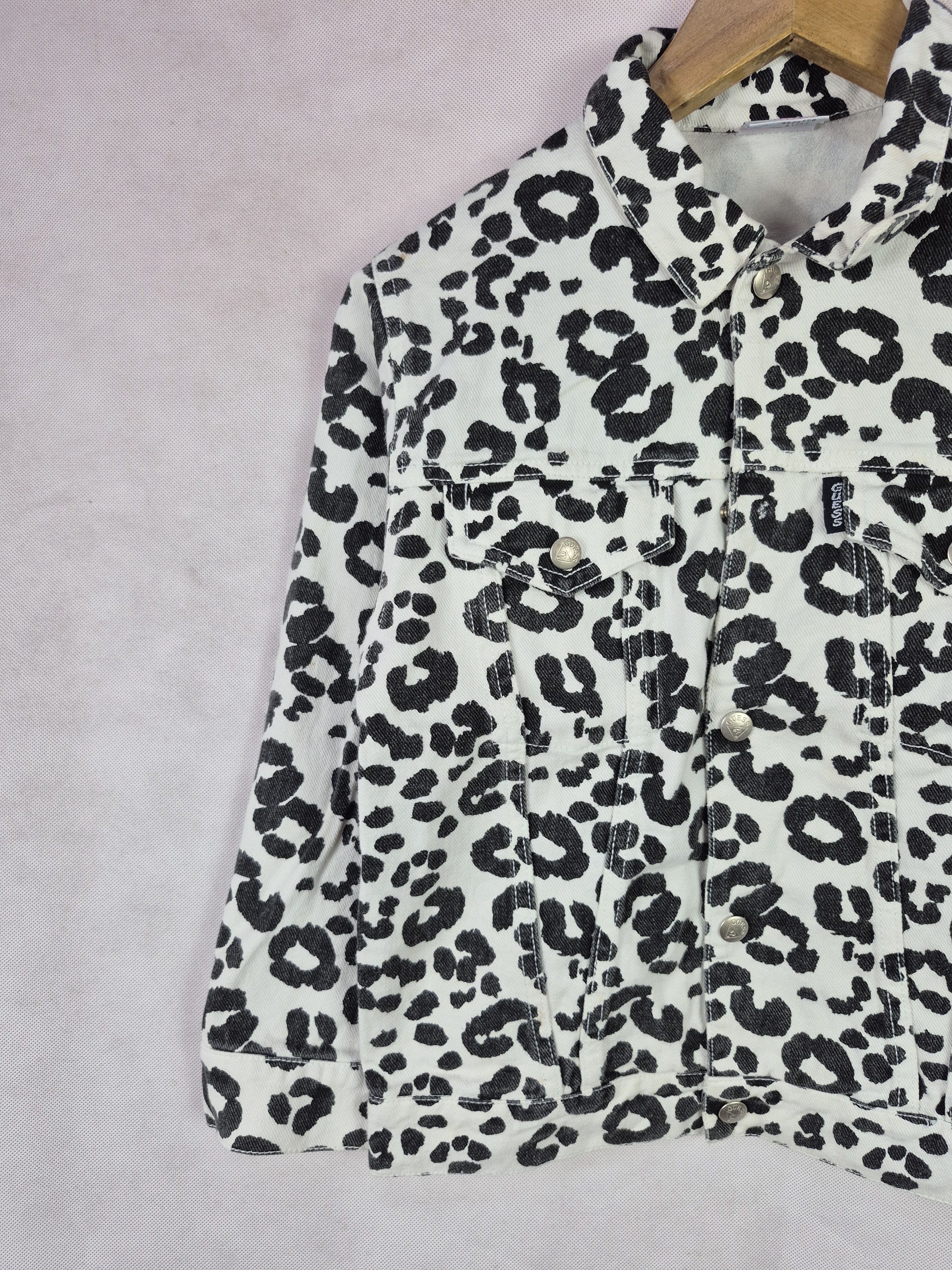 Guess 🔥 Vintage Baby Guess Leopard Print Denim Jacket Size XXS / US 00 / IT 34 - 5 Thumbnail