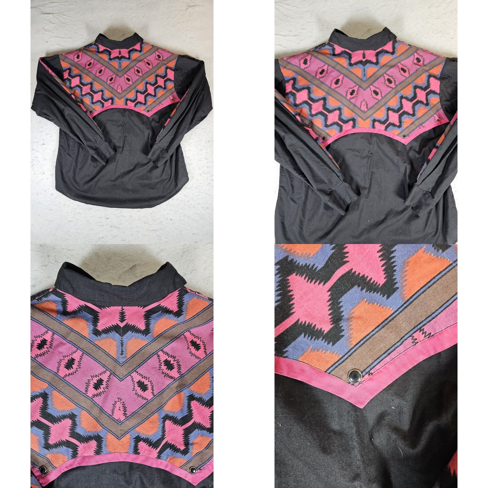 Vintage VINTAGE Trisha DeHall Shirt Western Cowboy Pearl Snap Black & Aztec L Size L / US 10 / IT 46 - 8 Thumbnail