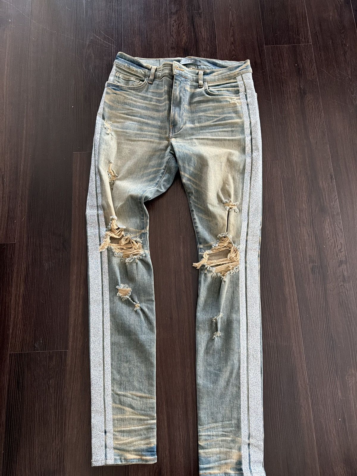 Amiri Silver Striped Jeans