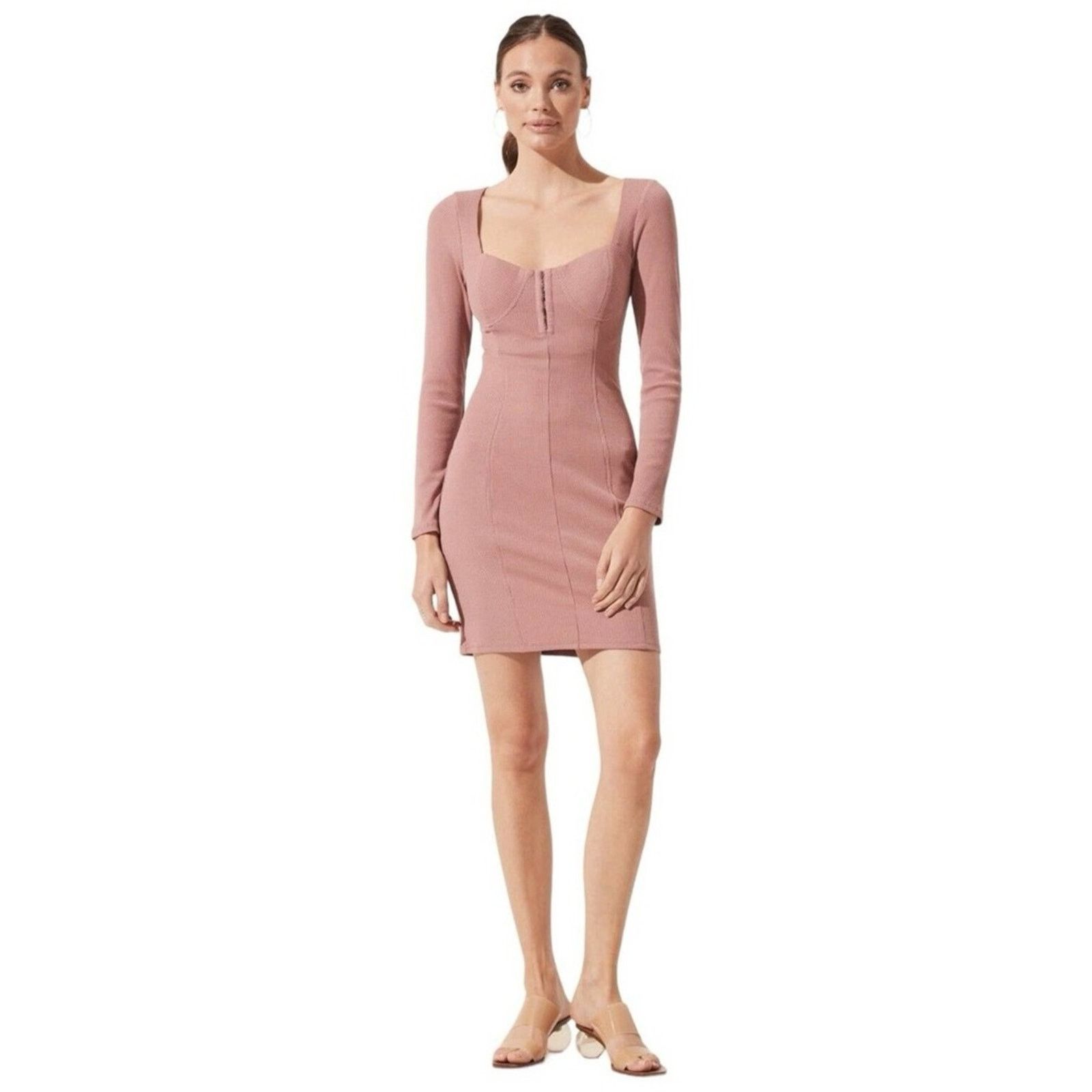 ASTR The Label ASTR The Label Ribbed Long Sleeve Bodycon Dress Womens XL Size XL / US 12-14 / IT 48-50 - 3 Thumbnail