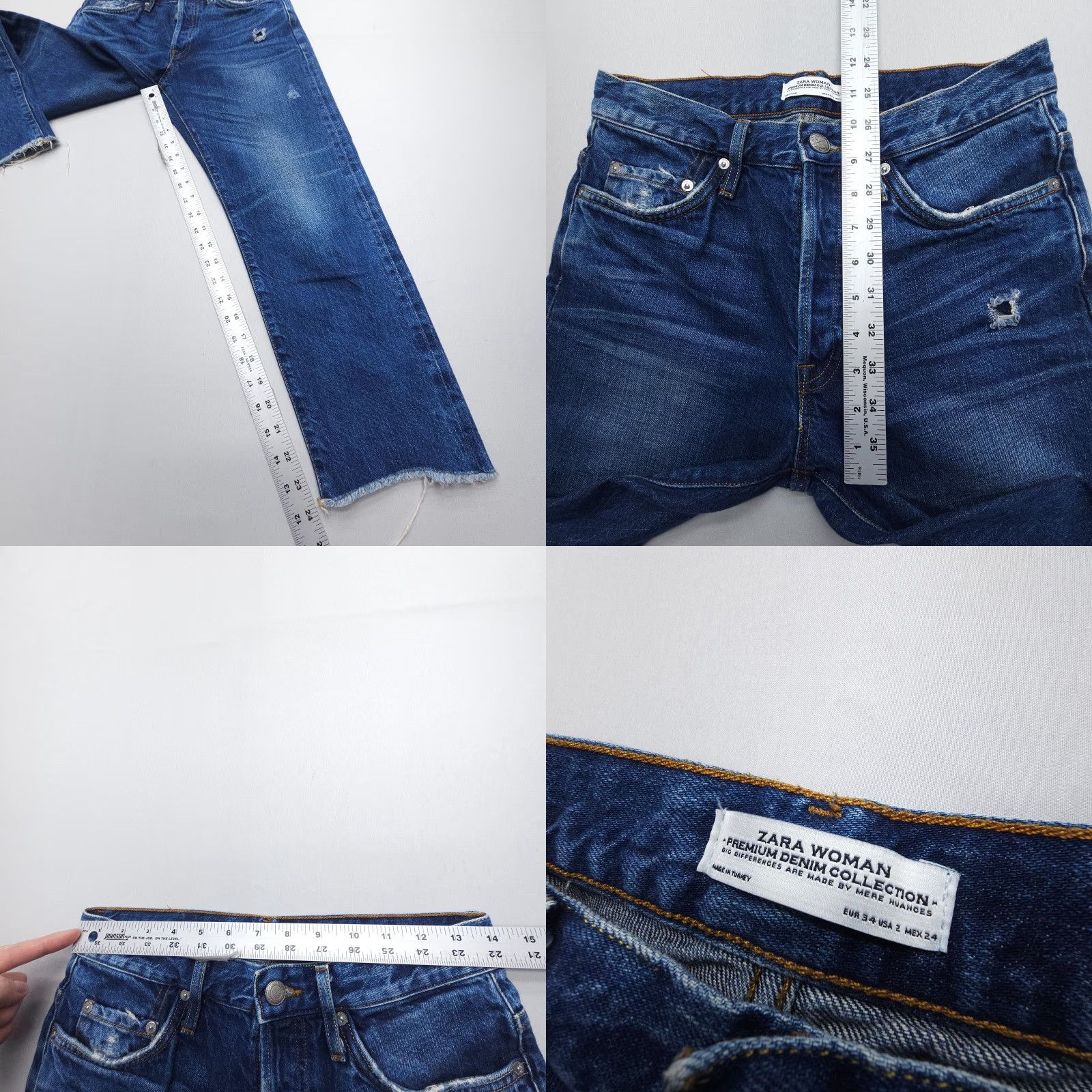 Zara Zara Jeans Women City Denim Dark Premium High Rise Crop 2 28 in Dark Blue 5-Pocket Regular Cropped Vintage No Size 26" / US 2 / IT 38 - 8 Thumbnail