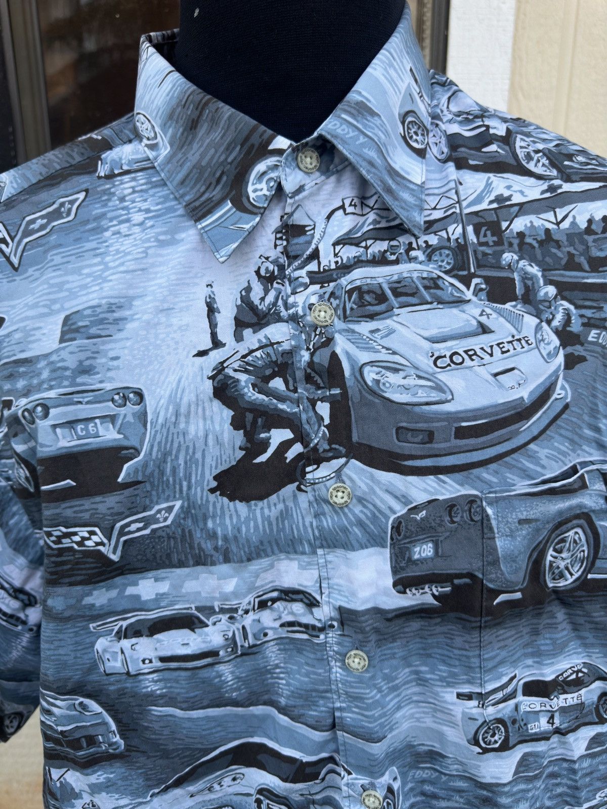 Reyn Spooner Reyn Spooner Corvette Car Print Gray Full Button Men's XL Size US XL / EU 56 / 4 - 3 Thumbnail