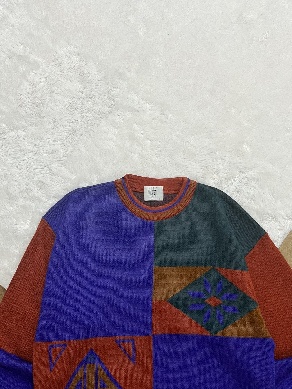 Other Vintage Modigliani Italy Abstract Wool Knit Sweater Size US L / EU 52-54 / 3 - 2 Thumbnail