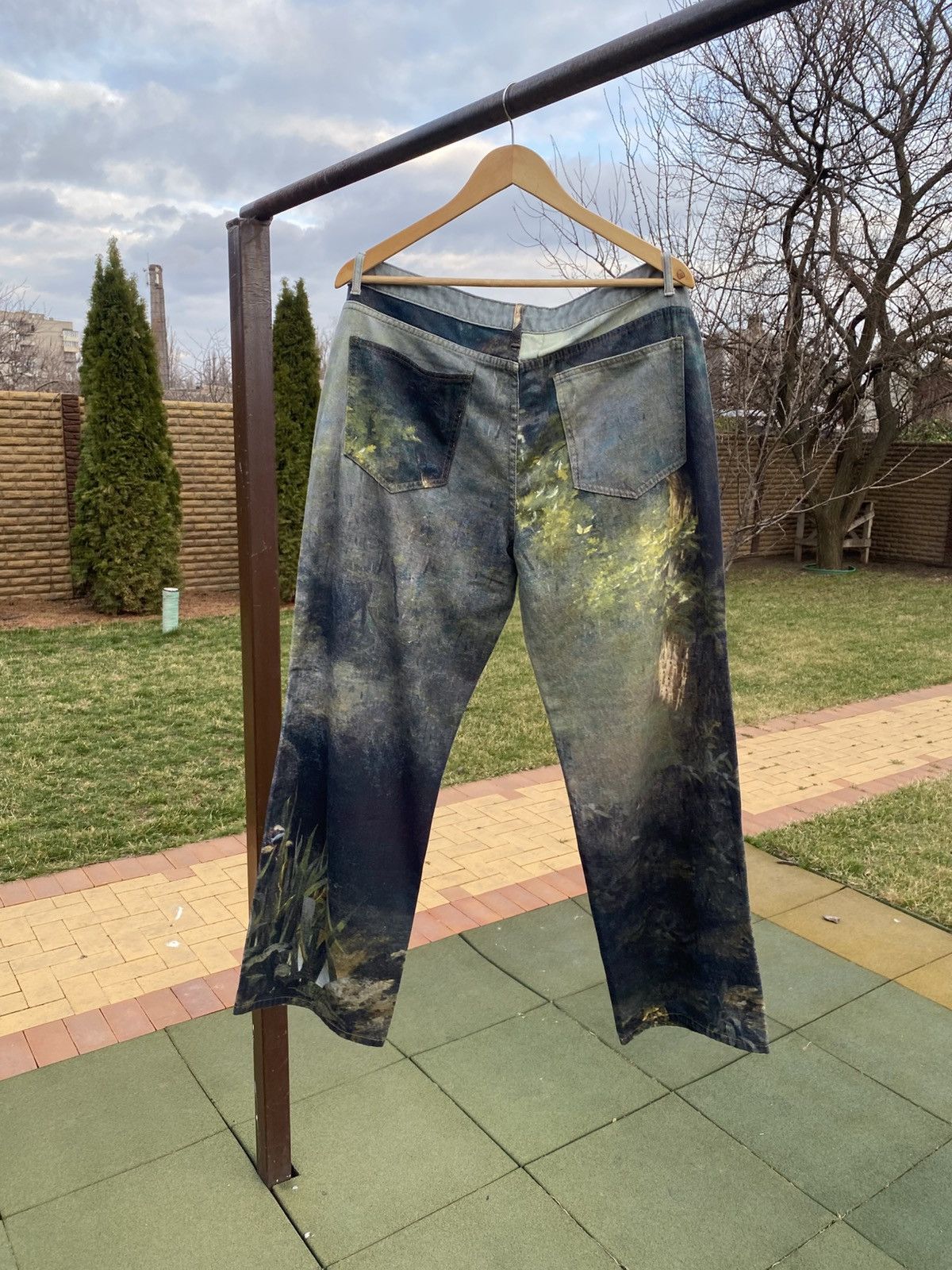 Vintage Romantic Painting Art Jeans, Vintage Style, Streetwear L Size US 34 / EU 50 - 6 Thumbnail
