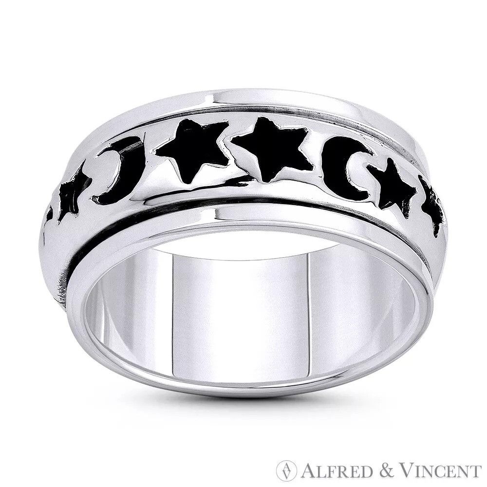 Other Waxing Crescent Moon & Star Lunar Men's Ring Size ONE SIZE - 1 Preview