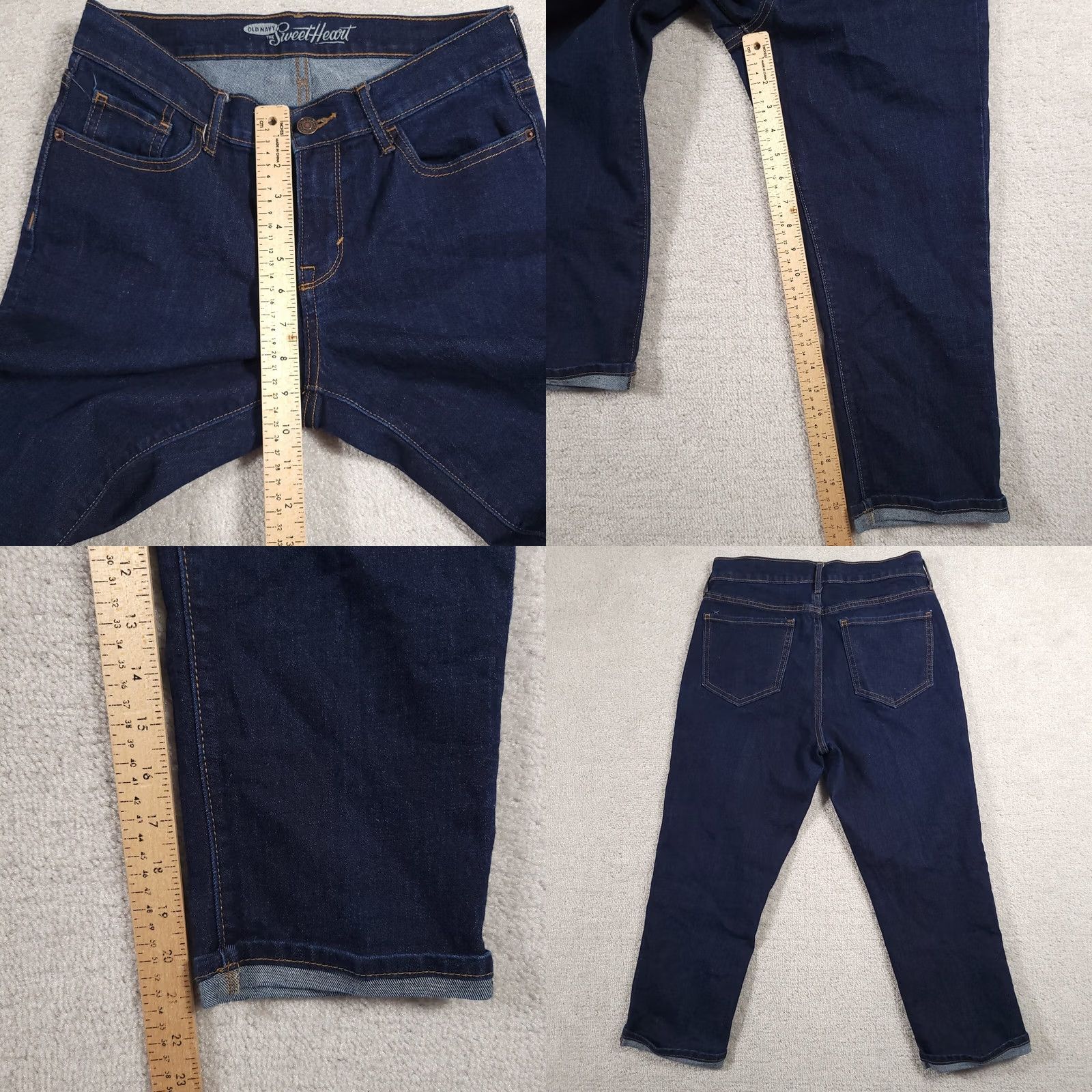Old Navy Old Navy Jeans Capris The Sweetheart Denim Capri Pants Womens 4 Dark Wash Stretch Cuffed Jeans Regular 4 Blue Women Mens? Size 27" / US 4 / IT 40 - 8 Thumbnail