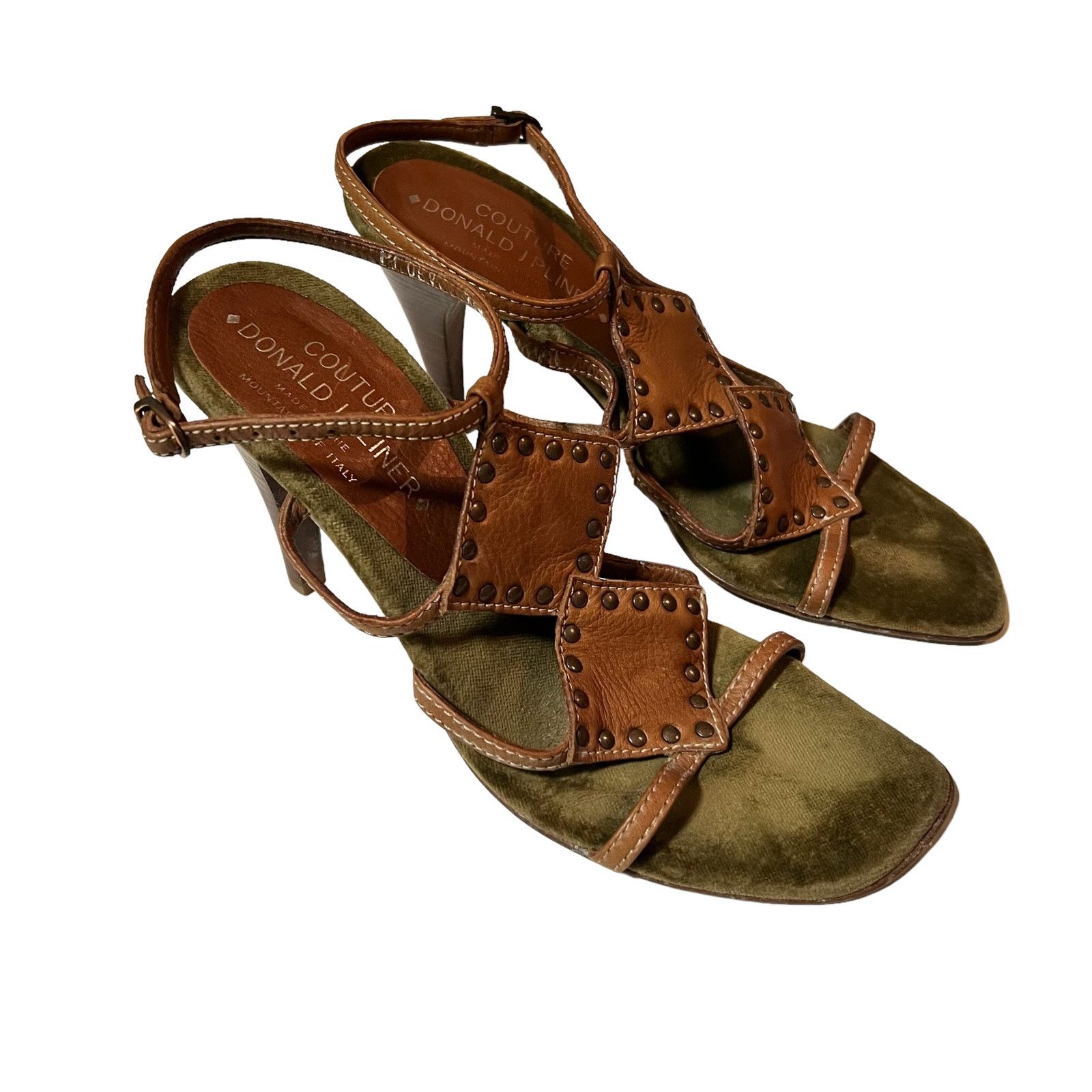 Donald Pliner Donald Pliner Devi Brown Leather 4” Heel Sandals Italy SZ 7 Size US 7 / IT 37 - 1 Thumbnail