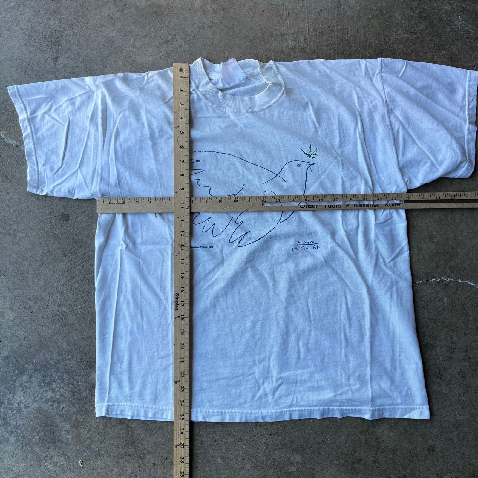 Vintage VINTAGE PABLO PICASSO DOVE OF PEACE BIRD ART WHITE SHIRT L Size US L / EU 52-54 / 3 - 3 Thumbnail