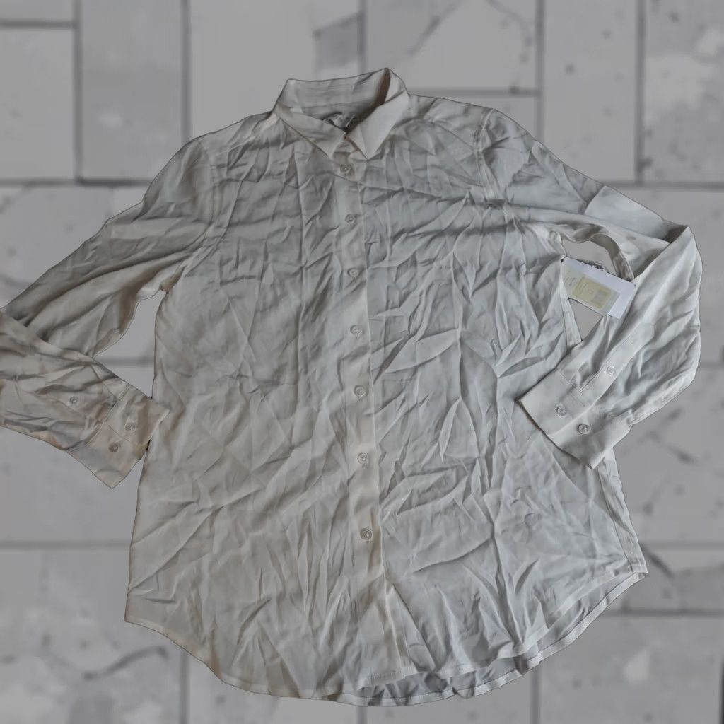 Equipment Equipment Womens Shirt Medium White 100% Silk Solid Blouse Long Sleeve Collared Button Casual Satin? Size M / US 6-8 / IT 42-44 - 1 Thumbnail