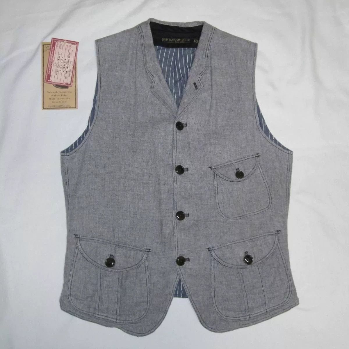 Freewheelers Freewheelers Linen Cotton Vest Size 40 Size US XXS / EU 40 - 1 Thumbnail