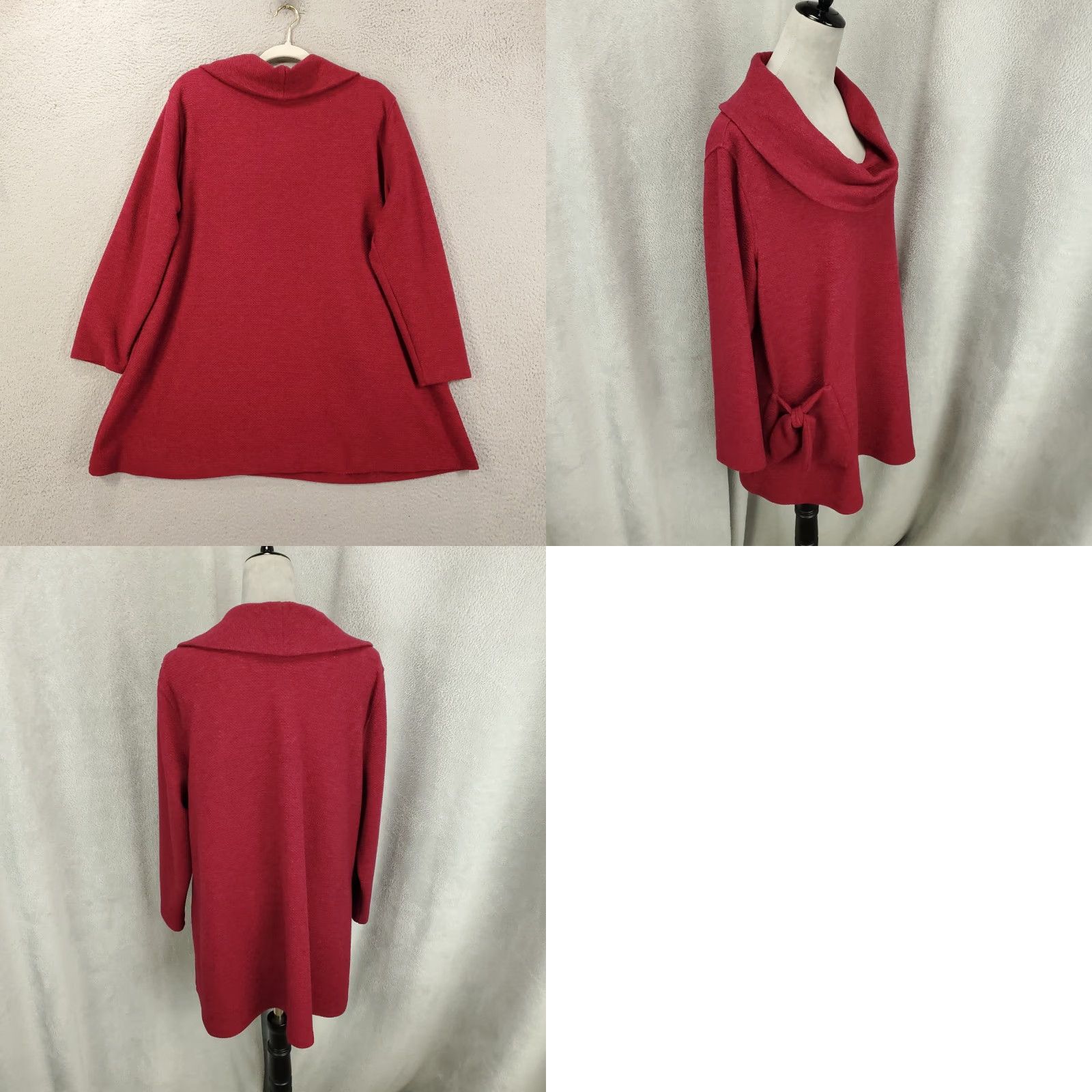 Vintage Ali Miles Sweater Womens Large Red Knit Pocket Cowl Neck Stretchy Tunic Top Size L / US 10 / IT 46 - 8 Thumbnail