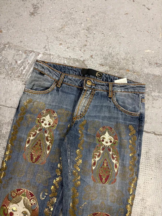 Just Cavalli SS2005 Cavalli Blue Embroidered Distressed Denim Jeans Size 26" / US 2 / IT 38 - 5 Thumbnail