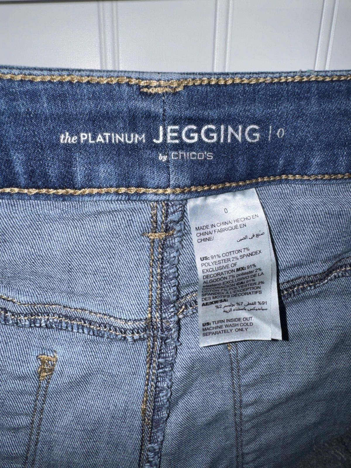 Chicos Chico's Platinum Jegging Women's Size 0 Blue Stretch Jeans Size 25" / US 0 / IT 36 - 3 Thumbnail