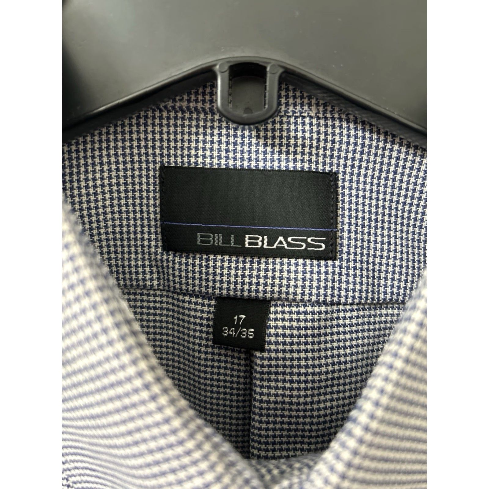 Bill Blass VINTAGE Bill Blass Shirt Mens 17 Blue Houndstooth Wrinkle Free Button Up L/S Dress Shirt Mens Cap Collar Button-Down Size US XL / EU 56 / 4 - 7 Thumbnail