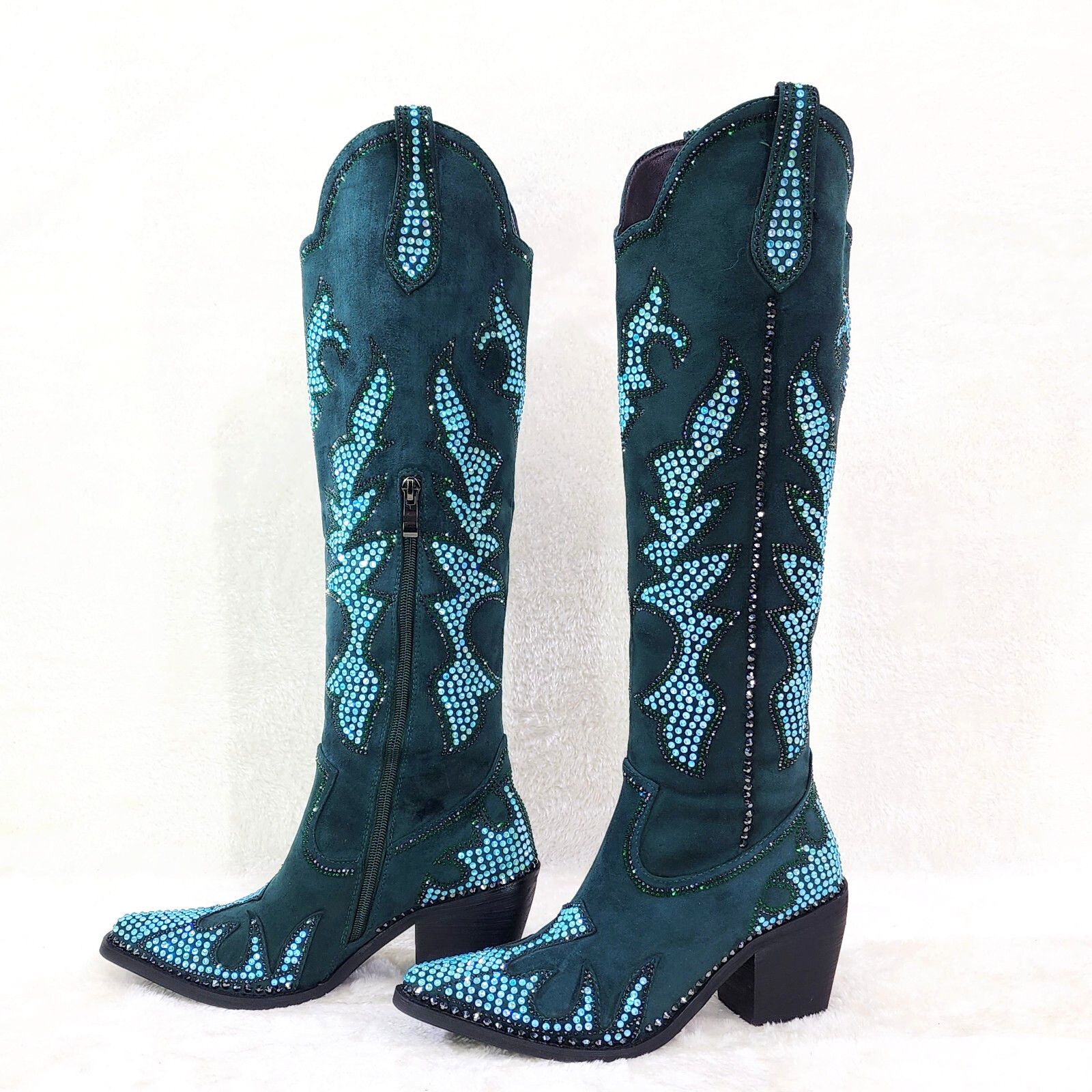 Other Sparks Country Western Cowgirl Knee Boots Dazzleing Iridesce Size US 8.5 / IT 38.5 - 1 Thumbnail
