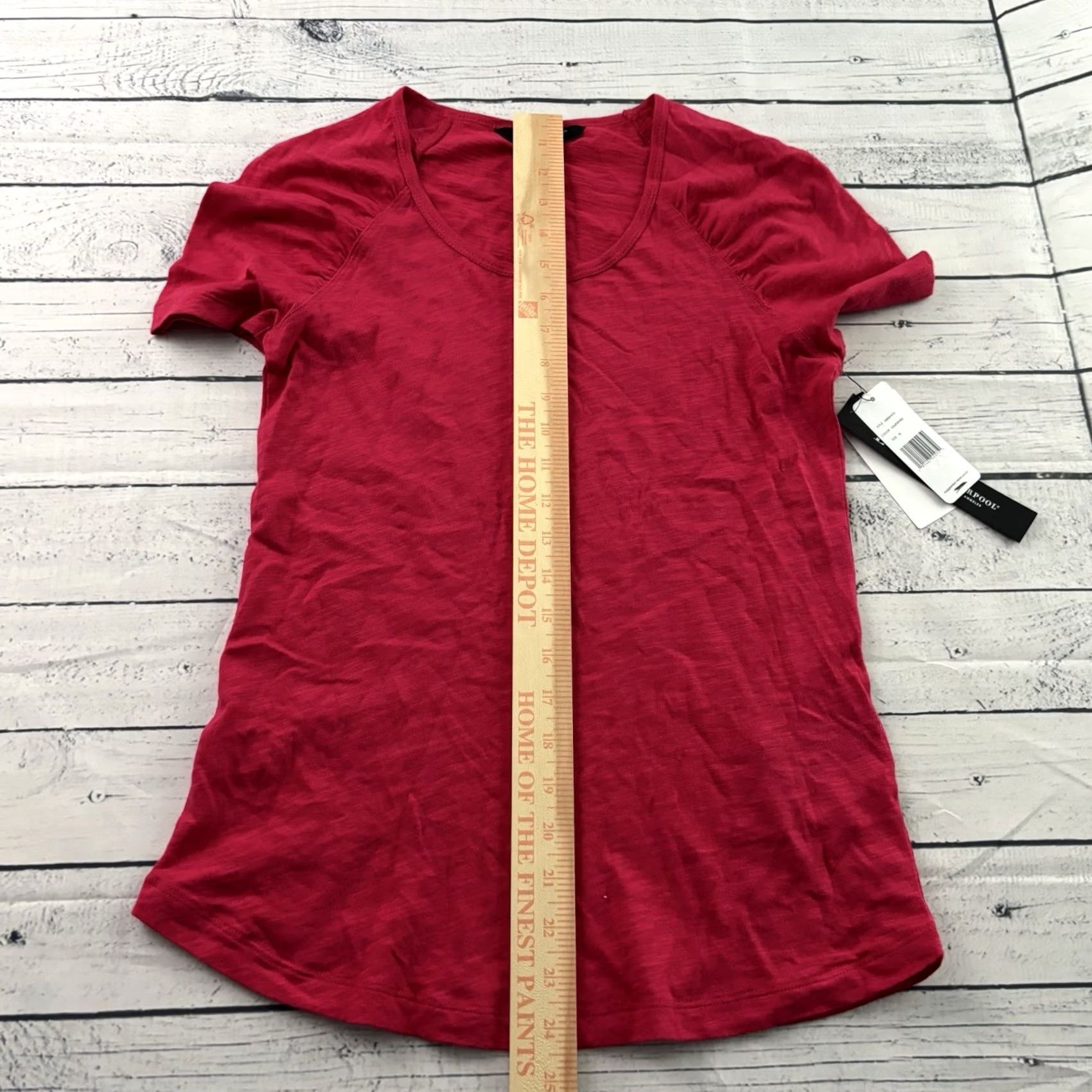 Vintage Liverpool Scoop Neck Short Shirred Sleeve Slub Top Women's XS Red Shirt Size XS / US 0-2 / IT 36-38 - 4 Thumbnail