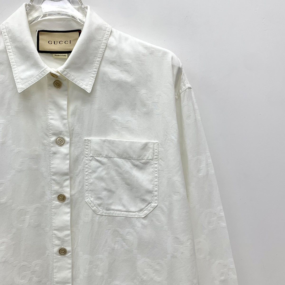 Gucci Gucci White All-over Printed Long Sleeve Shirt K26WX Size M / US 6-8 / IT 42-44 - 3 Thumbnail